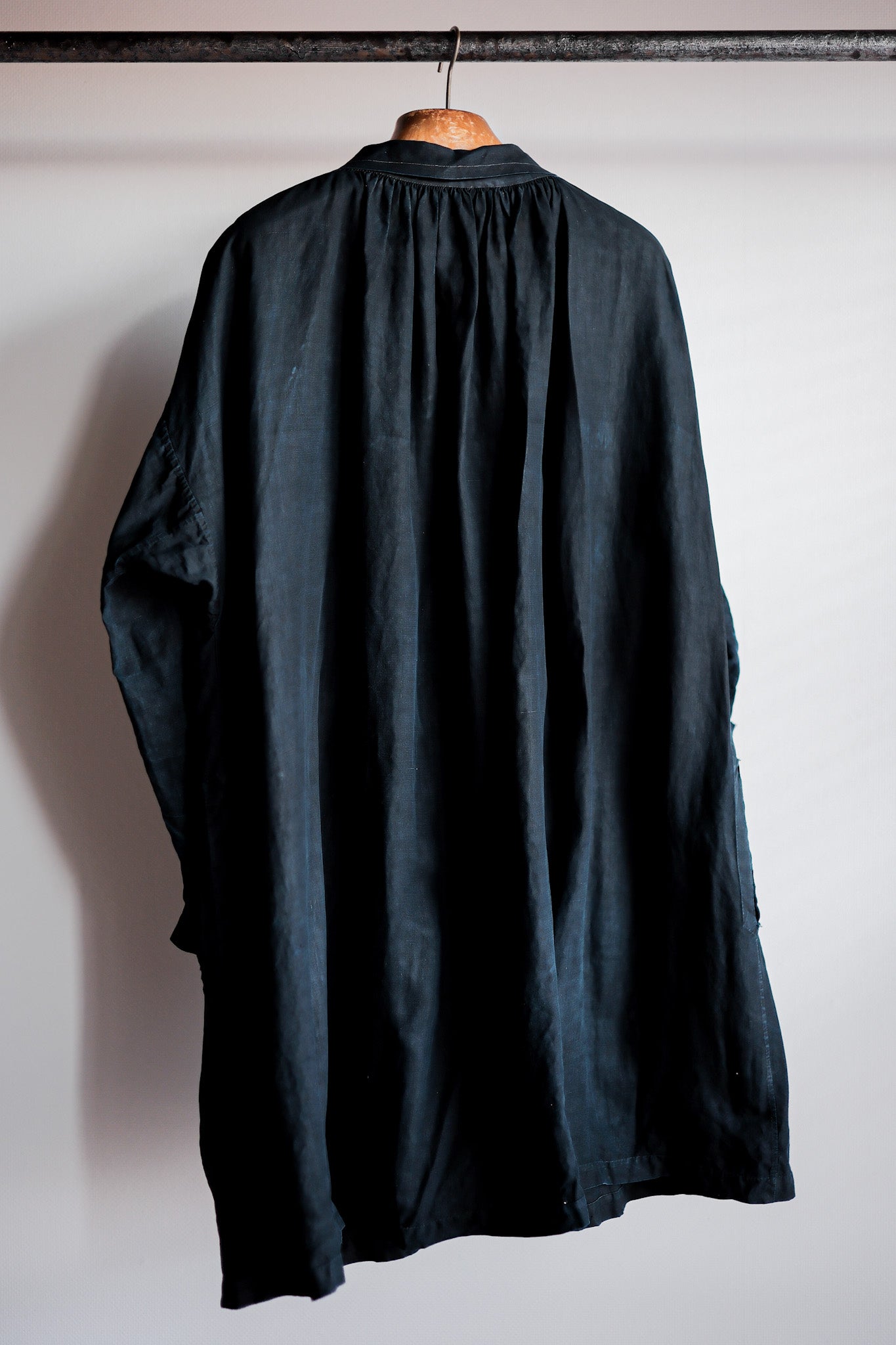 【Early 20th C】French Antique Indigo Linen Smock Open Type "Biaude"
