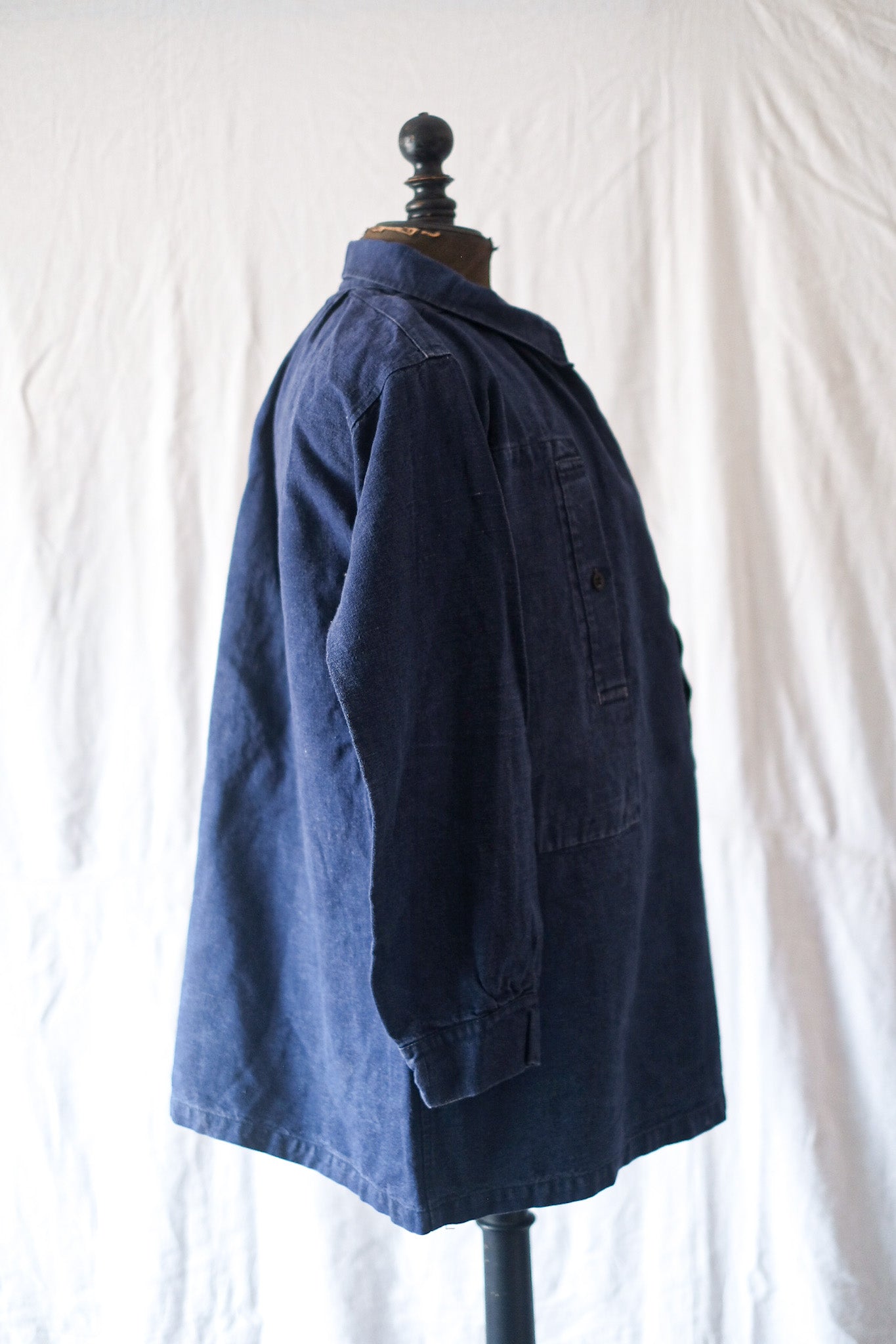 【~40's】French Vintage Indigo Cotton Smock Biaude