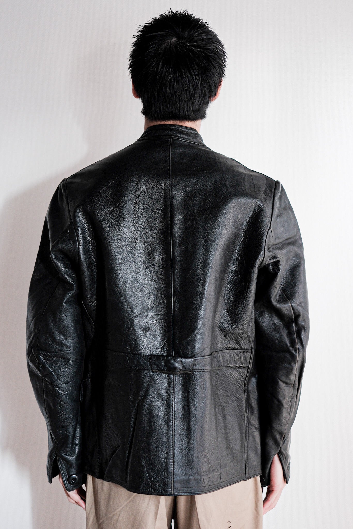 【~40's】Swedish Vintage Double Breasted Leather Jacket