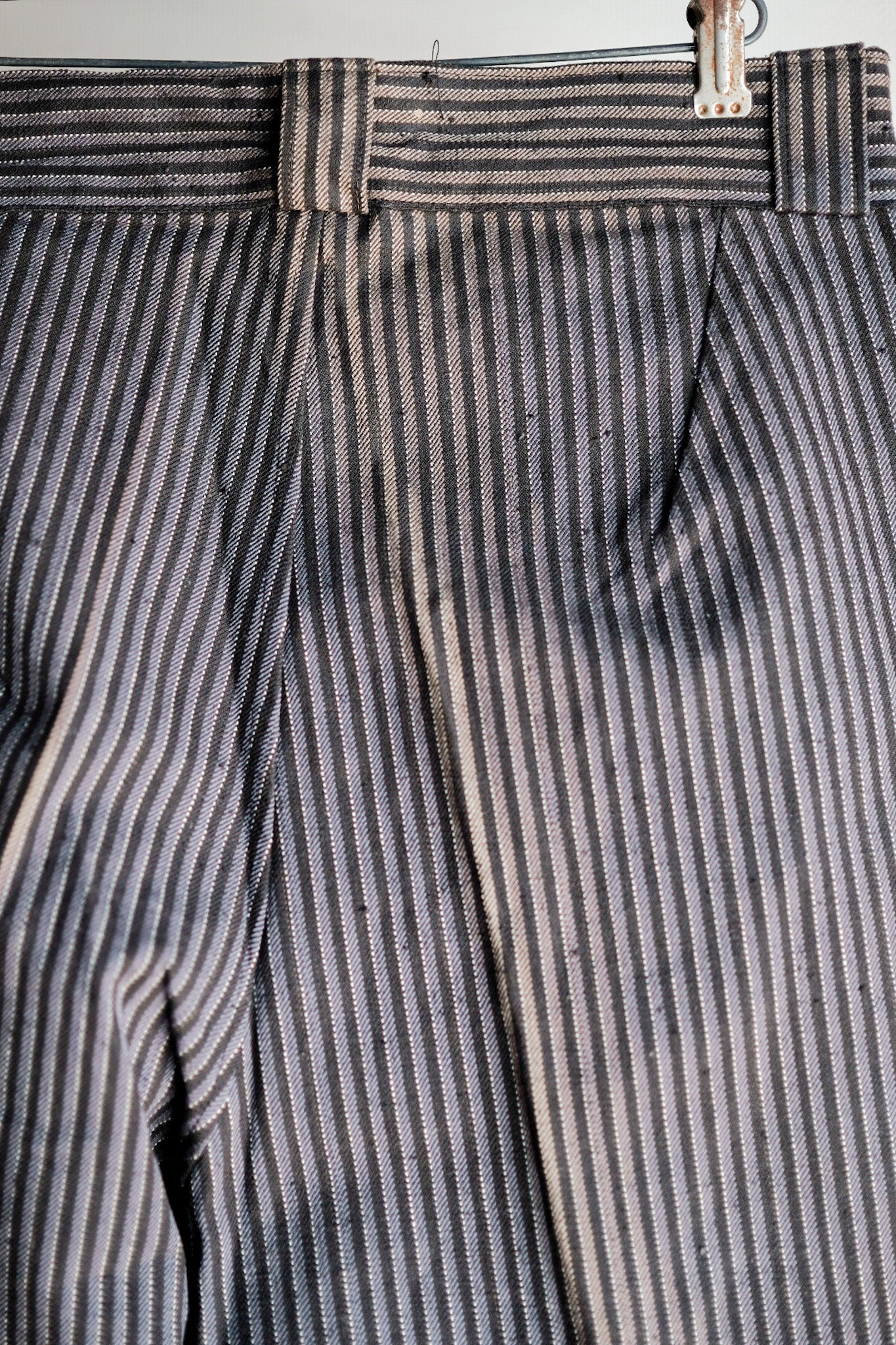 【~40's】French Vintage Cotton Striped Work Pants "Dead Stock"