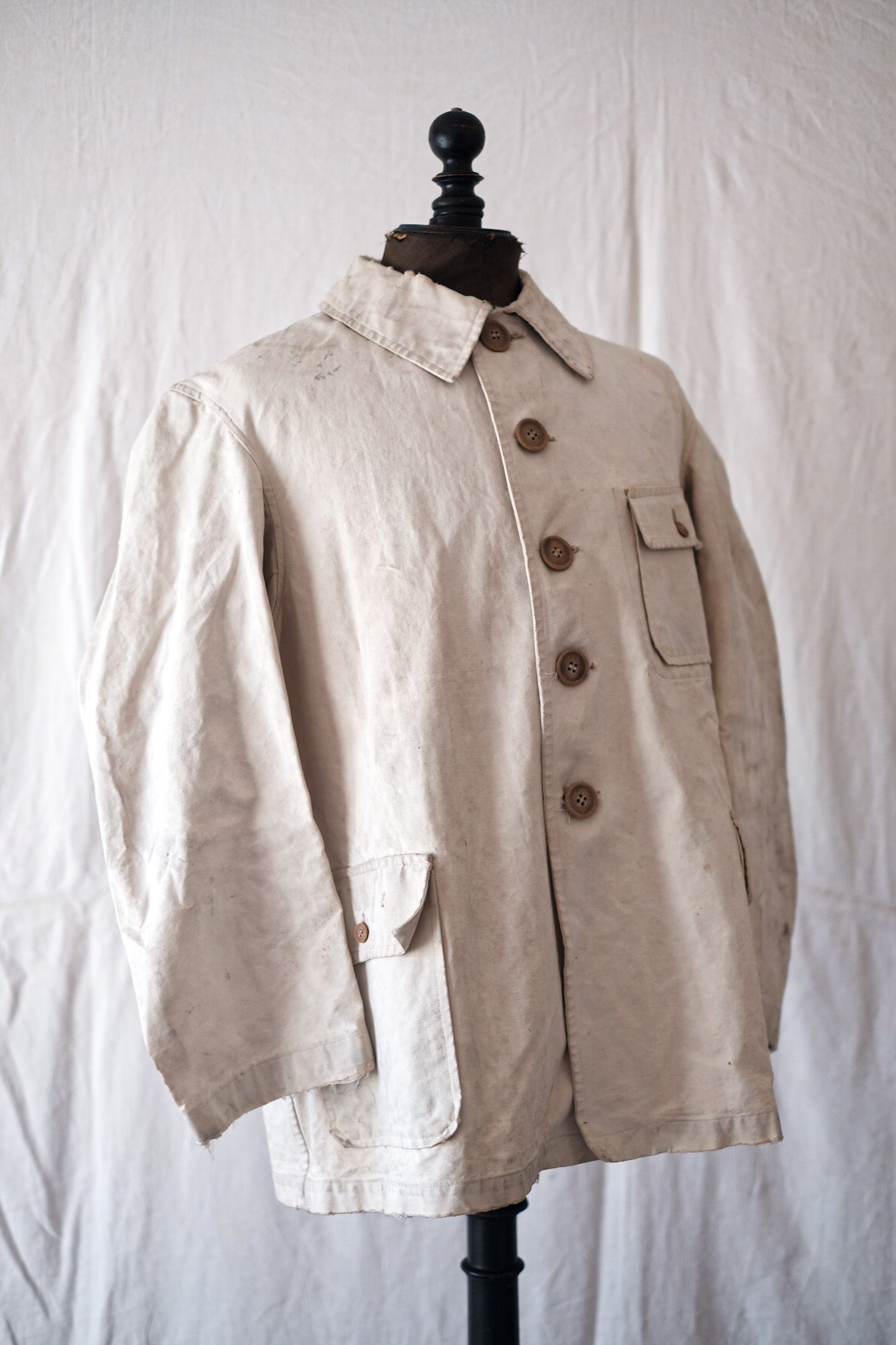 【~40's】French Vintage White Cotton Hunting Jacket
