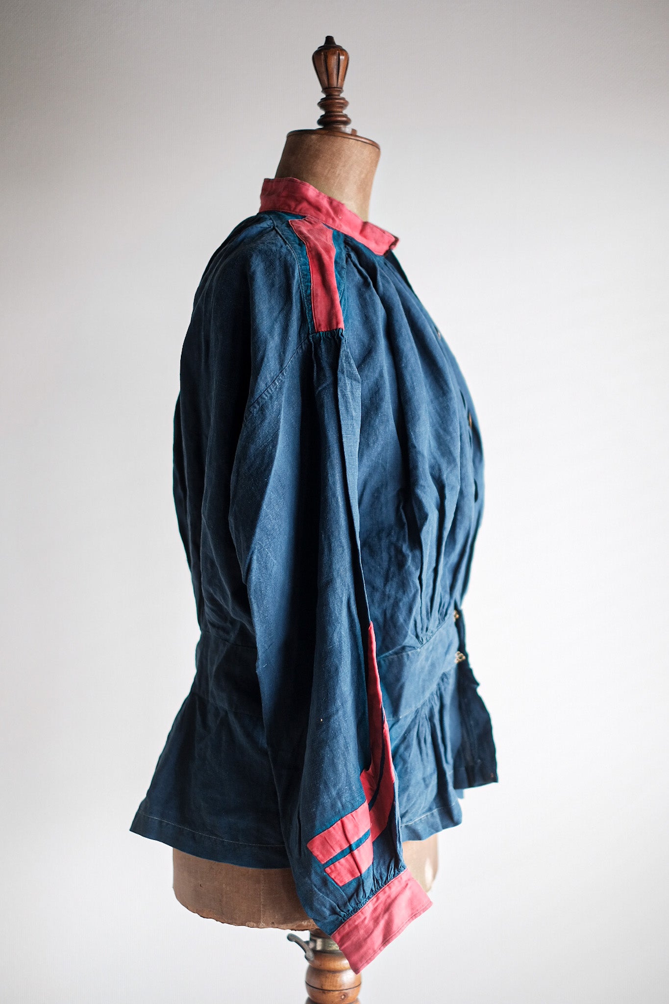 【Late 19th C】French Antique Indigo Linen Fireman Bourgeron Jacket
