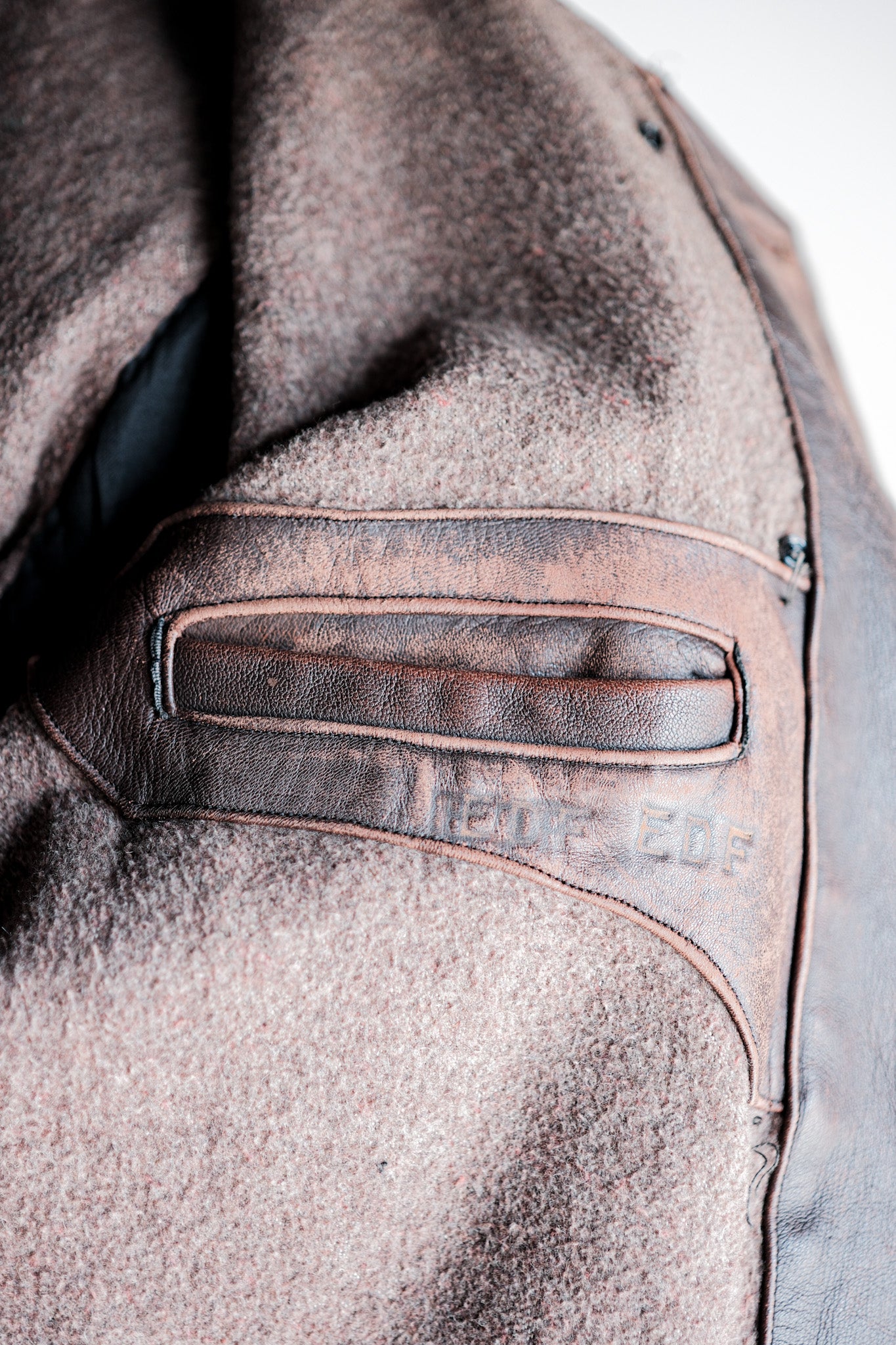 【~50's】French Vintage Le Corbusier Type Double Breasted Leather Jacket "Unusual Pattern"