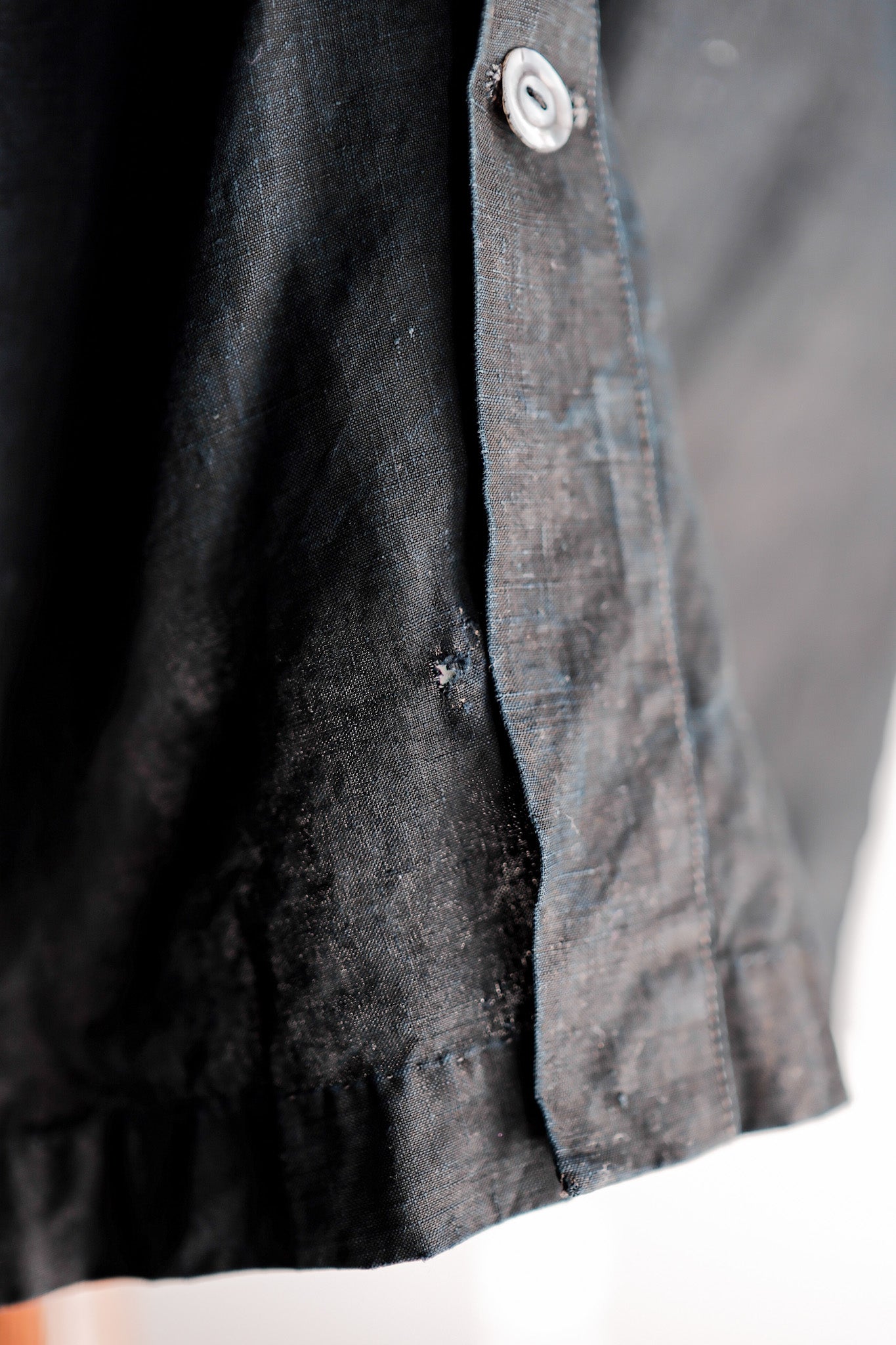 【Early 20th C】French Antique Indigo Linen Smock Open Type "Biaude"