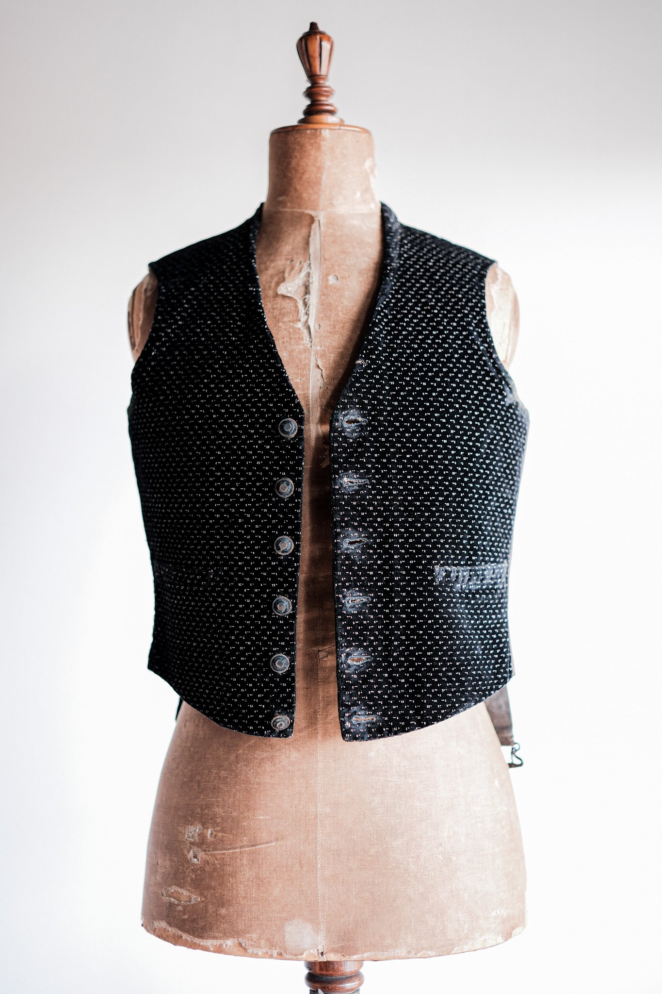 【Late 19th C】French Antique Black Velvet Gilet
