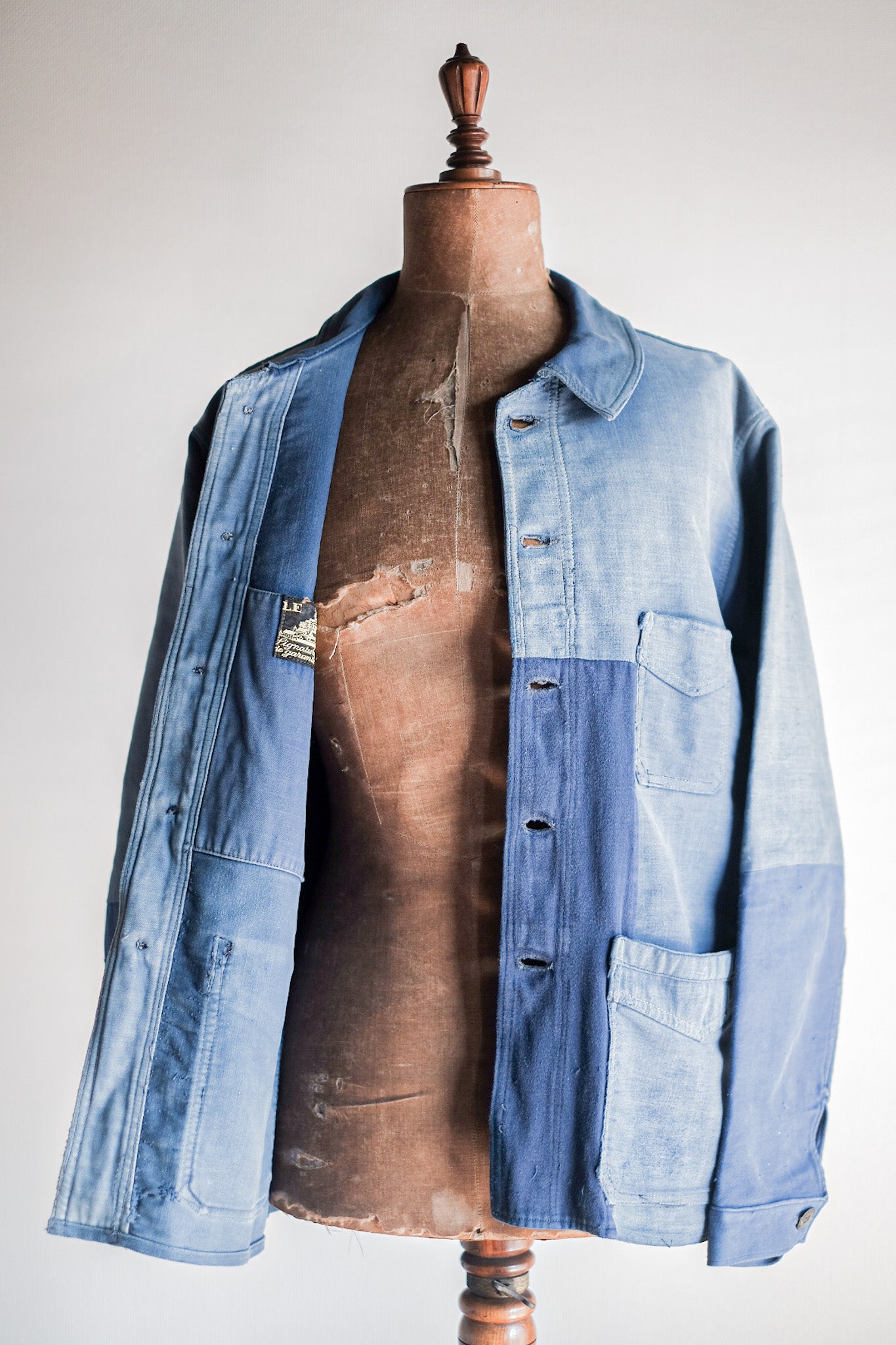 【~40's】French Vintage Blue Moleskin Work Jacket "Le Mont St. Michel"
