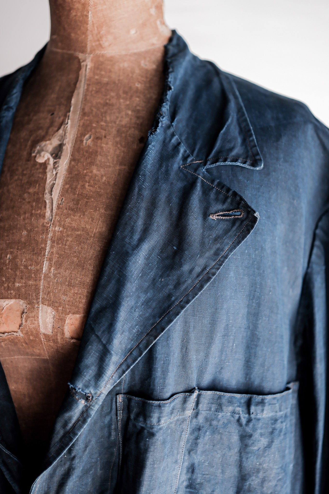 【Early 20th C】French Antique Indigo Linen Maquignon Coat