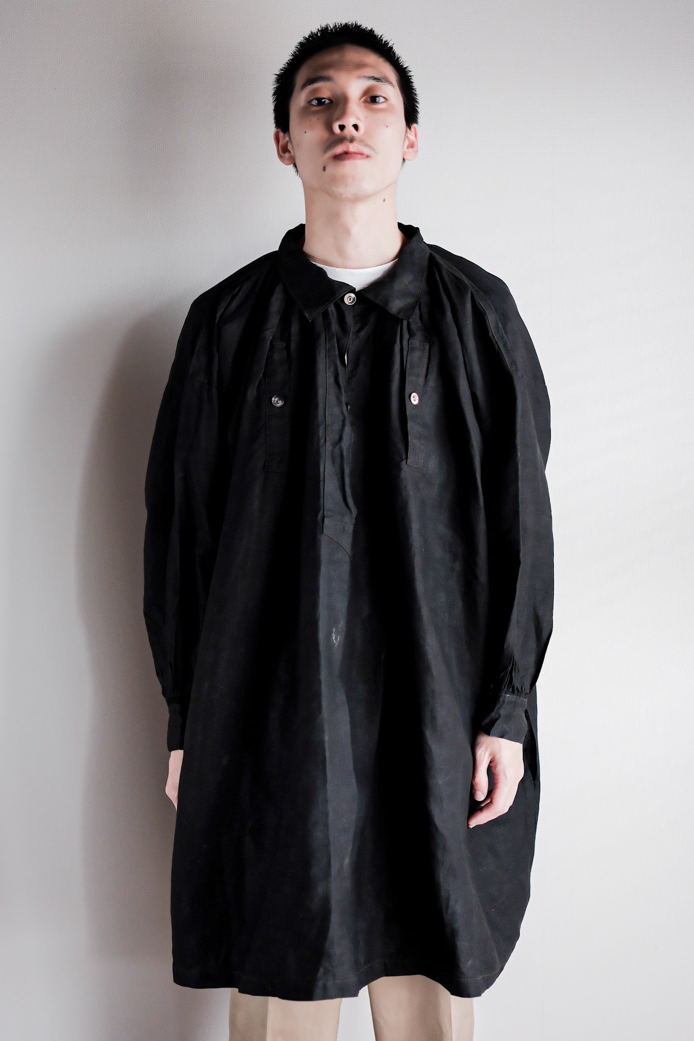 【Early 20th C】French Antique Indigo Linen Smock "Biaude"