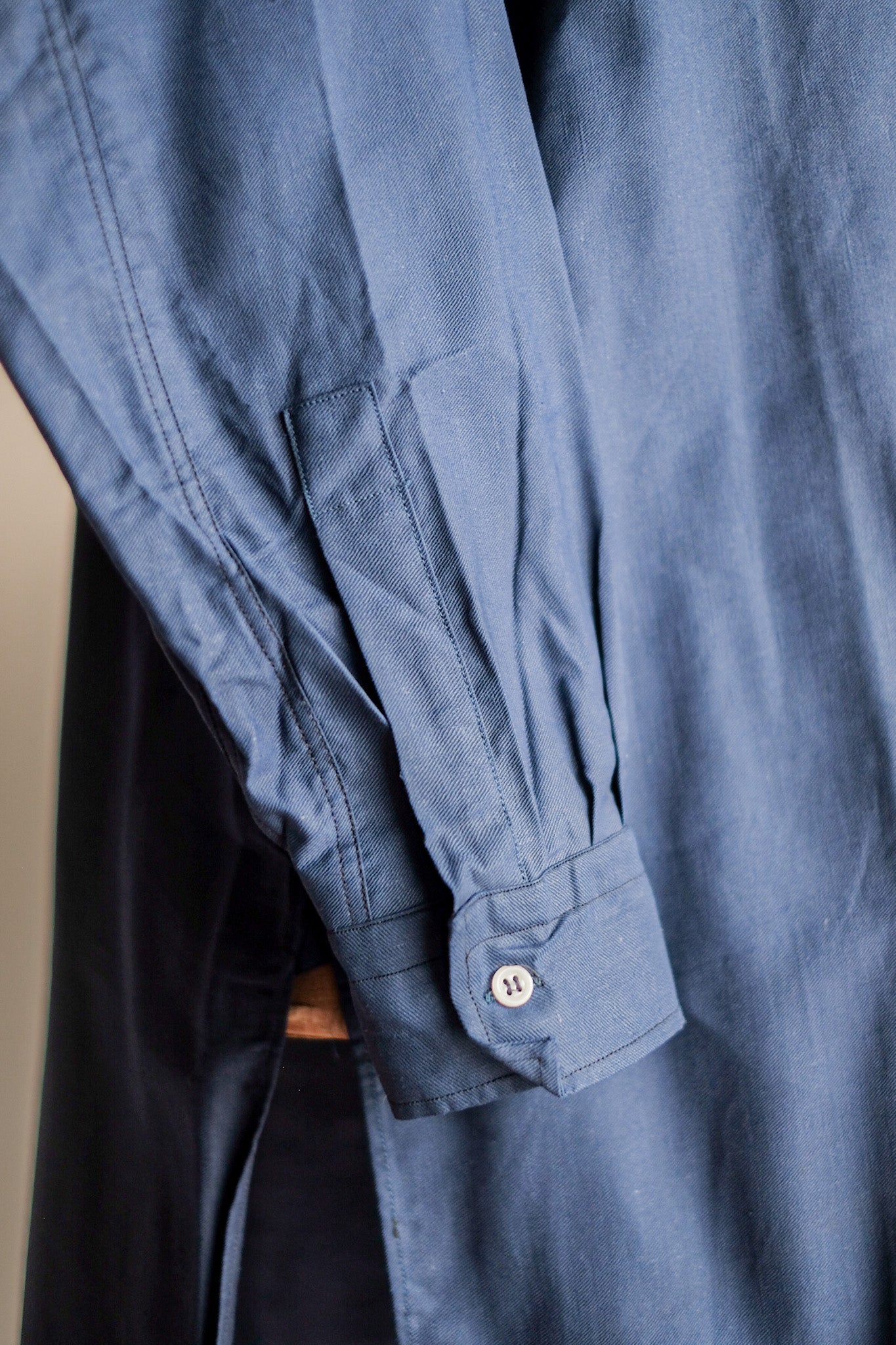 【~40's】French Vintage Indigo Metis Grandpa Shirt "Dead Stock"