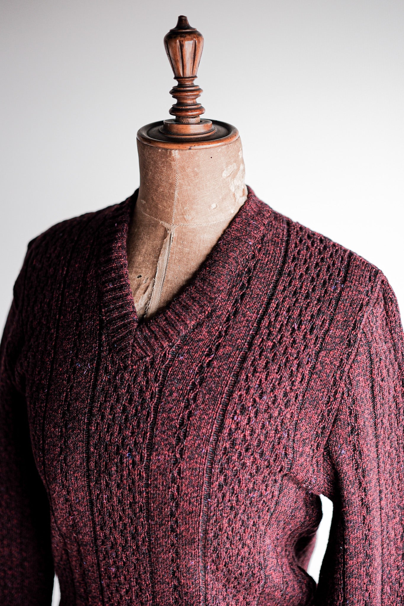 【~60's】French Vintage V-neck Wool Sweater "Dead Stock"