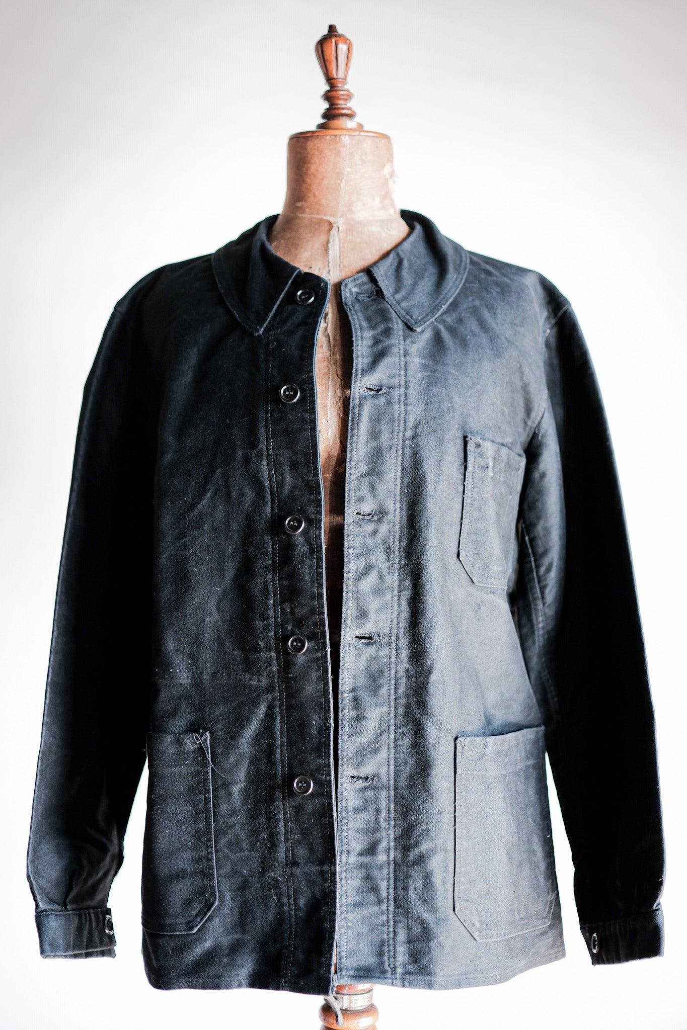 【~50's】French Vintage Black Moleskin Work Jacket