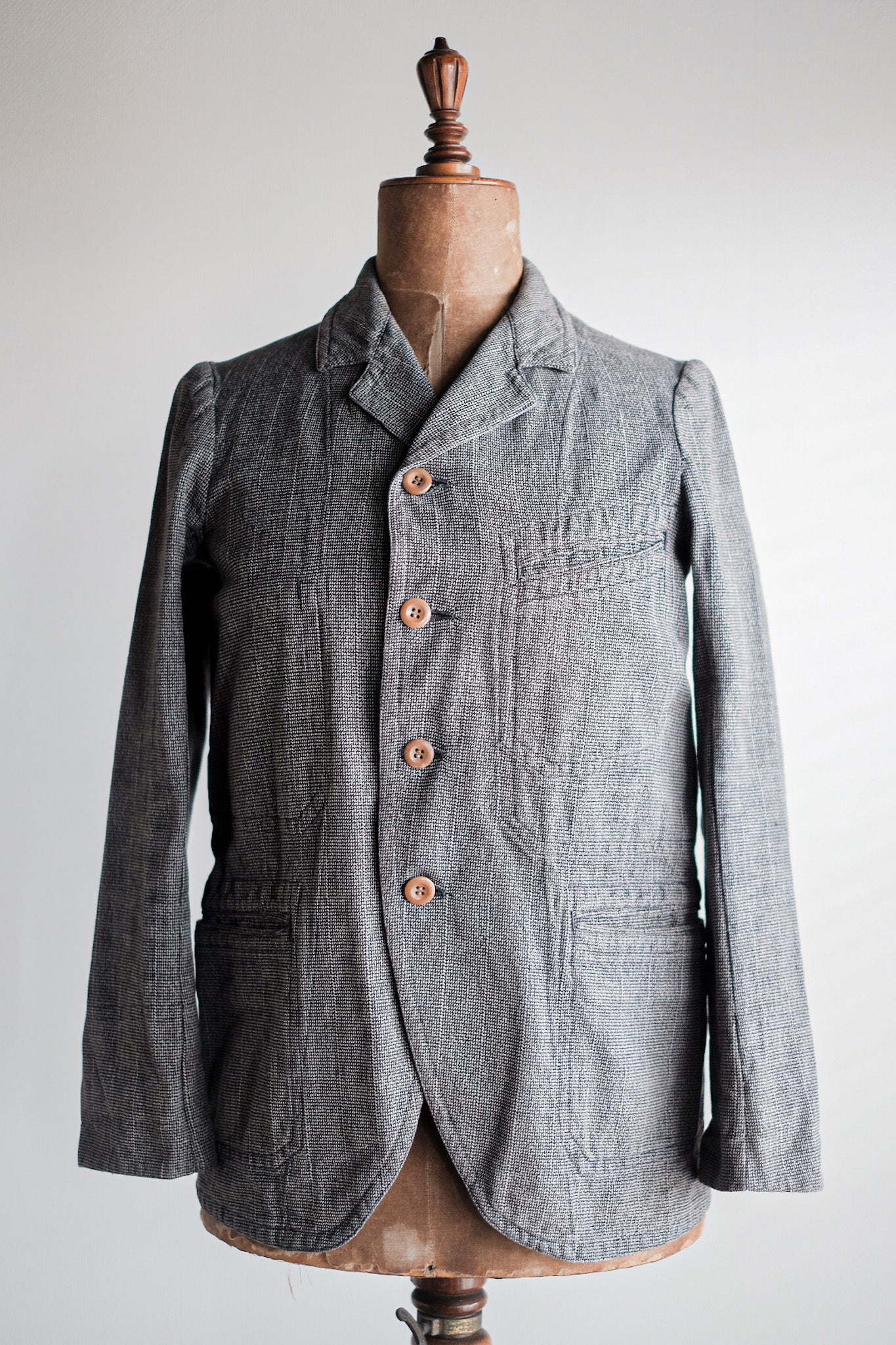 【~30's】French Vintage Cotton Checked Sack Jacket