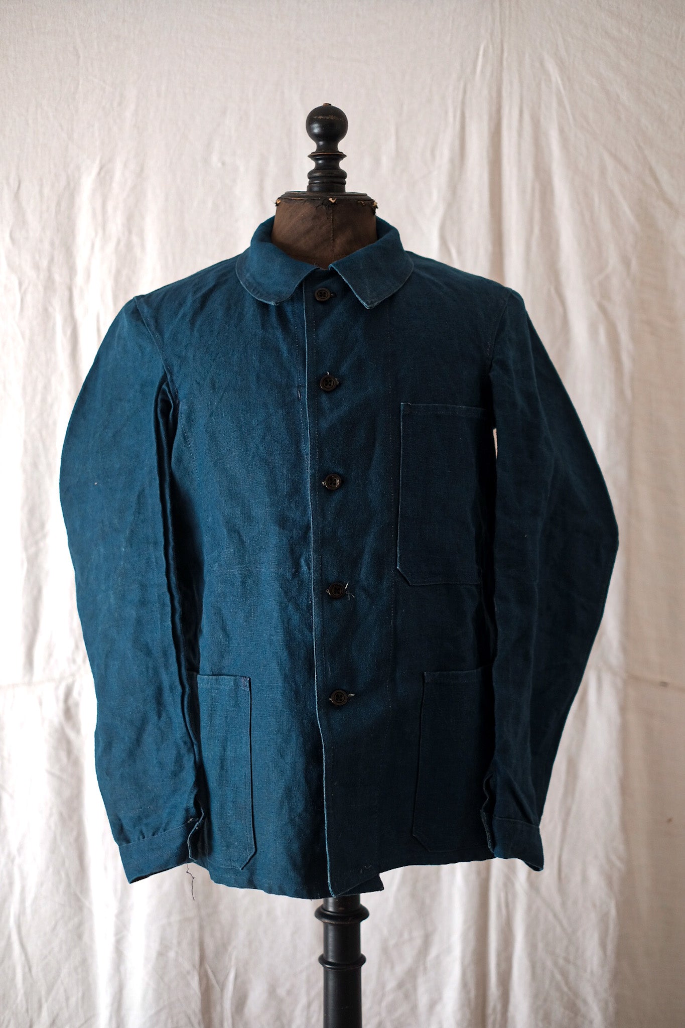 【~30's】French Vintage Indigo Linen Work Jacket