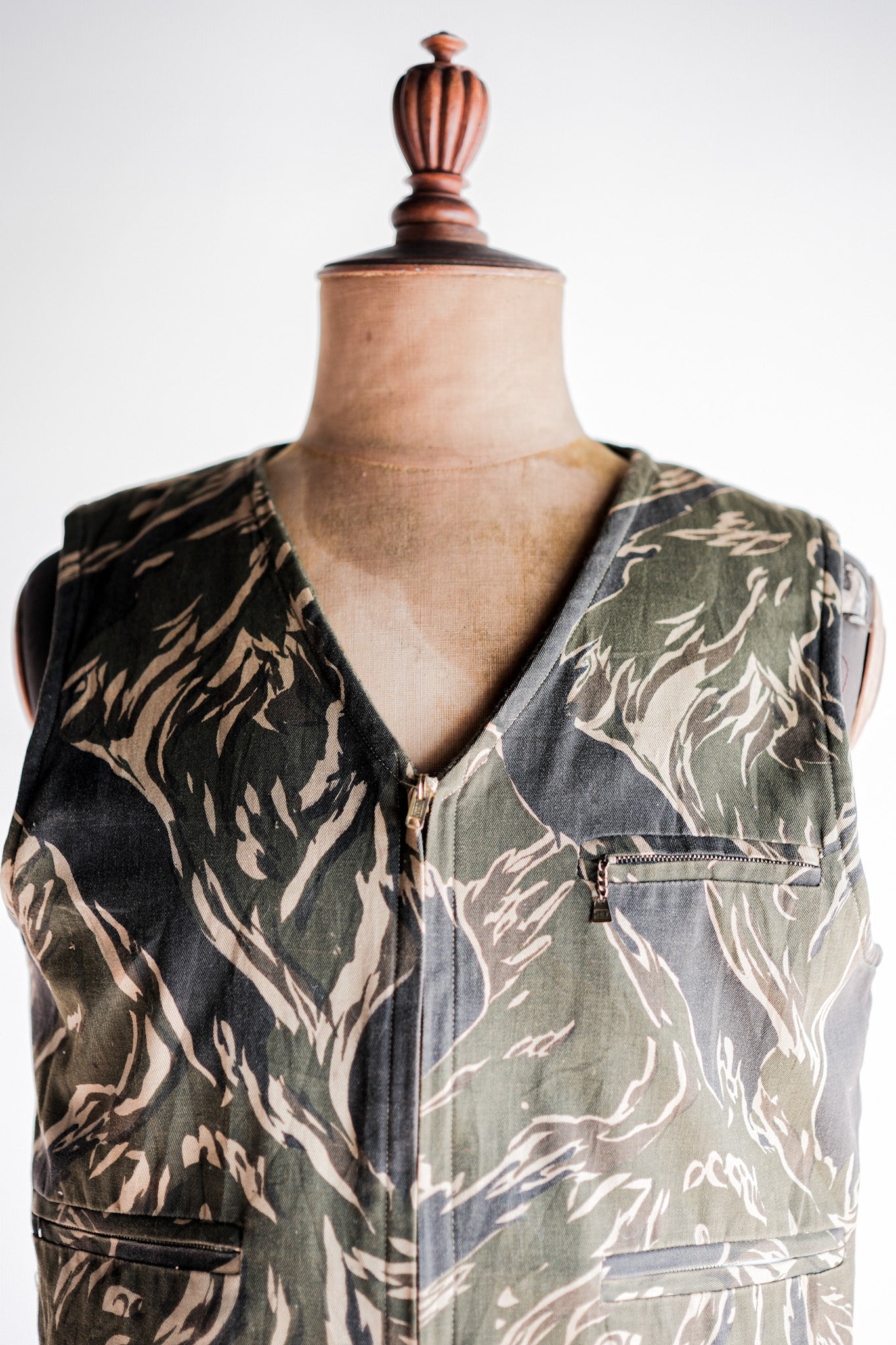 【~70's】American Vintage Tiger Stripe Camouflage Reversible Vest