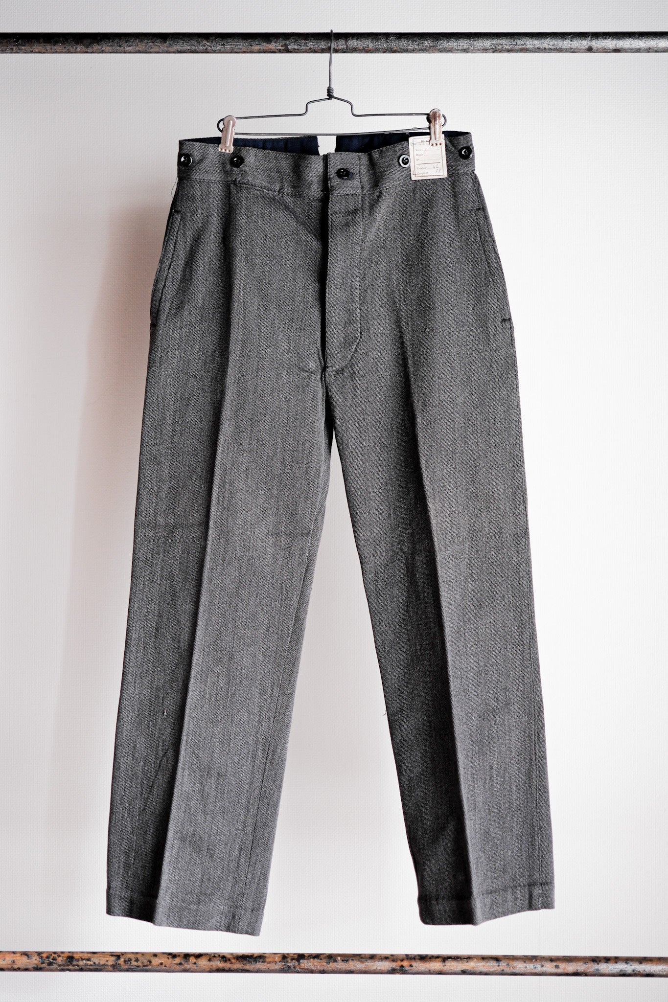 【~30's】French Vintage Salt & Pepper Cotton Twill Work Pants "Dead Stock"