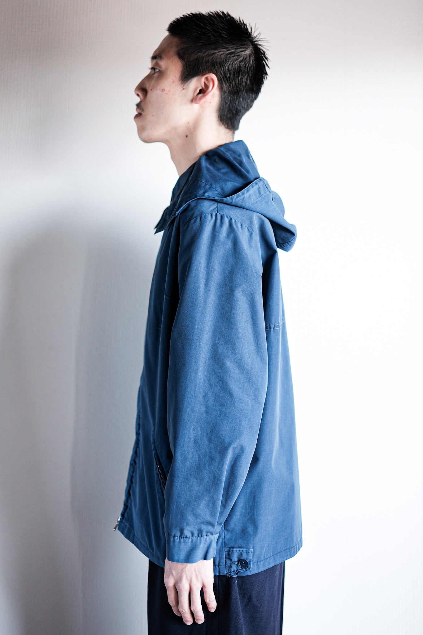 【~50's】German Vintage Blue Cotton × Polyester Hooded Jacket