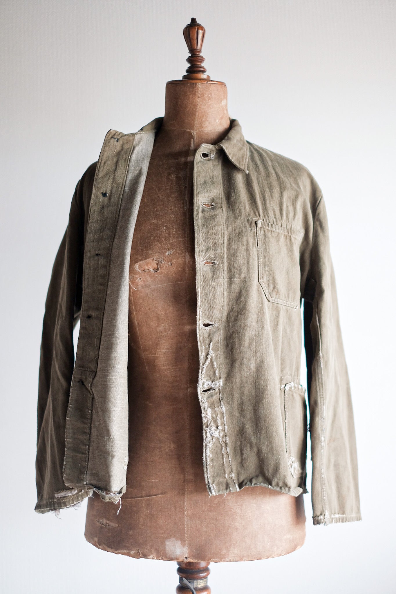【~30's】German Vintage Green Cotton Work Jacket