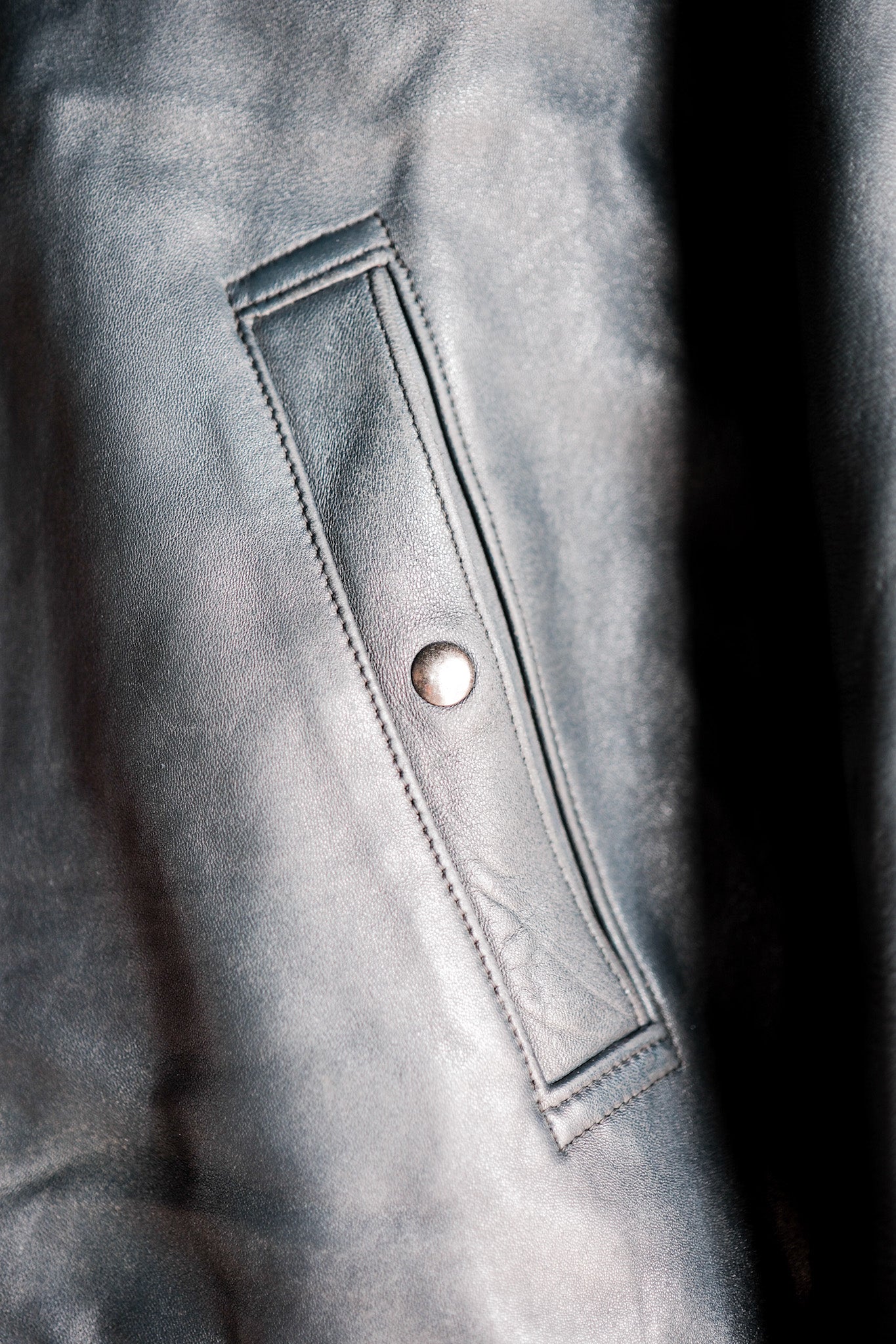 【~70's】French Air Force Pilot Leather Jacket With Chin Strap