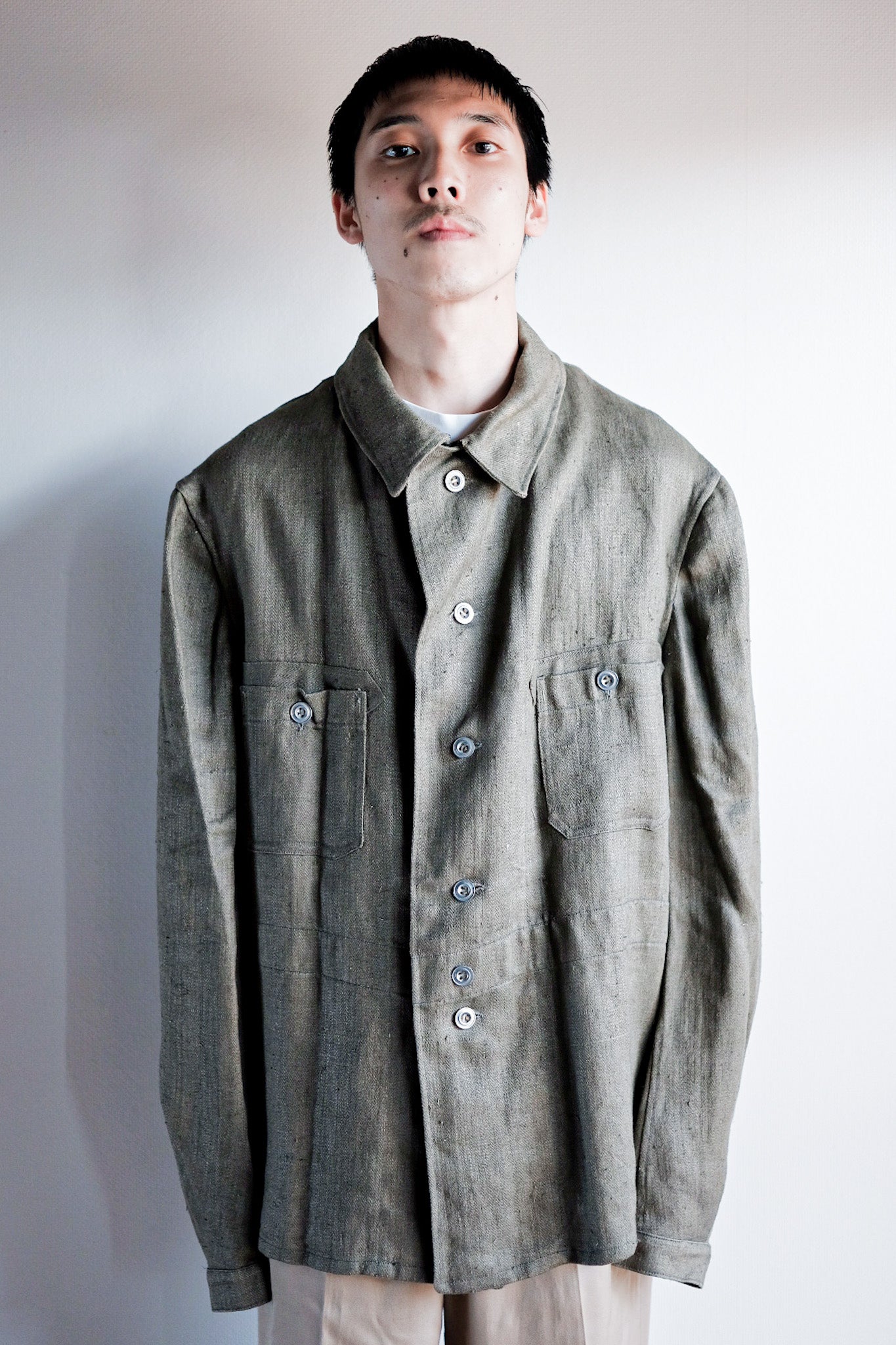 【~30's】German Air Force Green Linen HBT Jacket "Luftwaffe" "Dead Stock"
