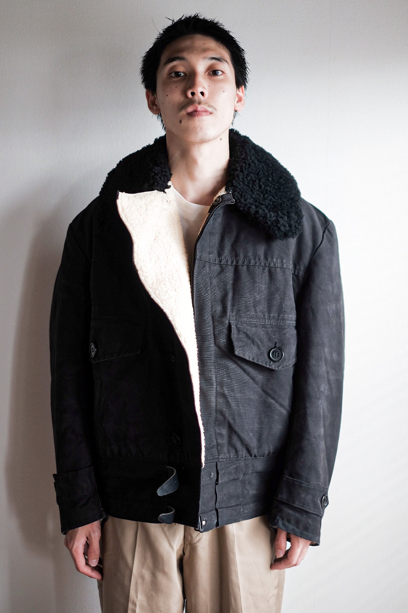 【~50’s】Swedish Army Motorcycle Jacket “Black Color”