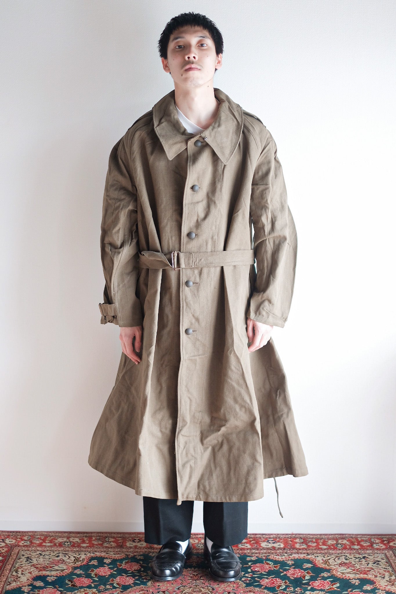 【~50's】French Army M35 Motorcycle Coat "Cotton Linen Type" "Dead Stock"