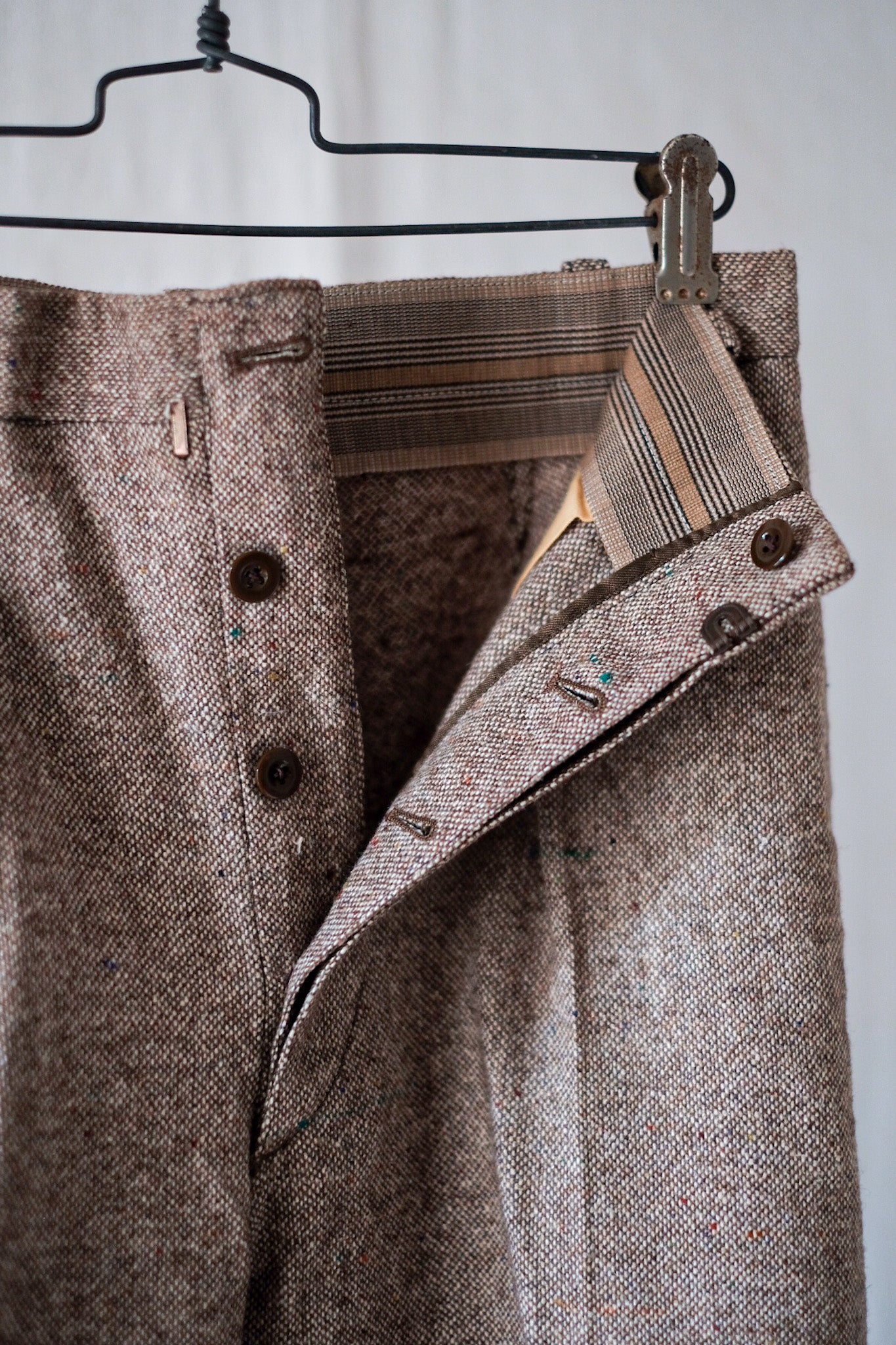 【~40's】French Vintage Brown Mix Wool Trousers "Dead Stock"