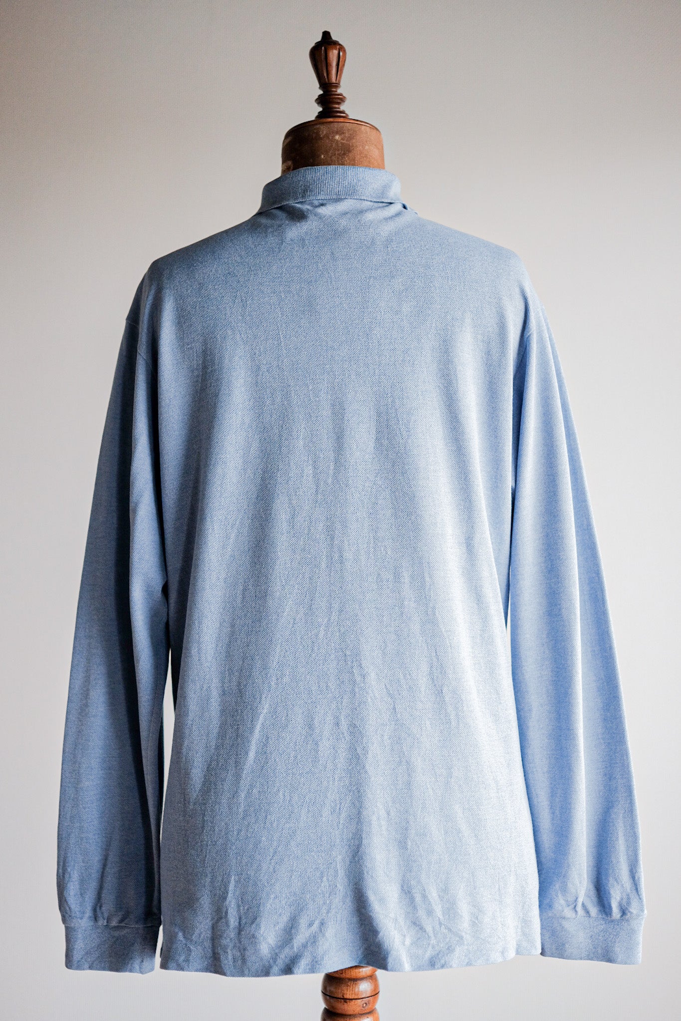 【~80's】CHEMISE LACOSTE L/S Polo Shirt Size.5 "Marbling Light Blue"