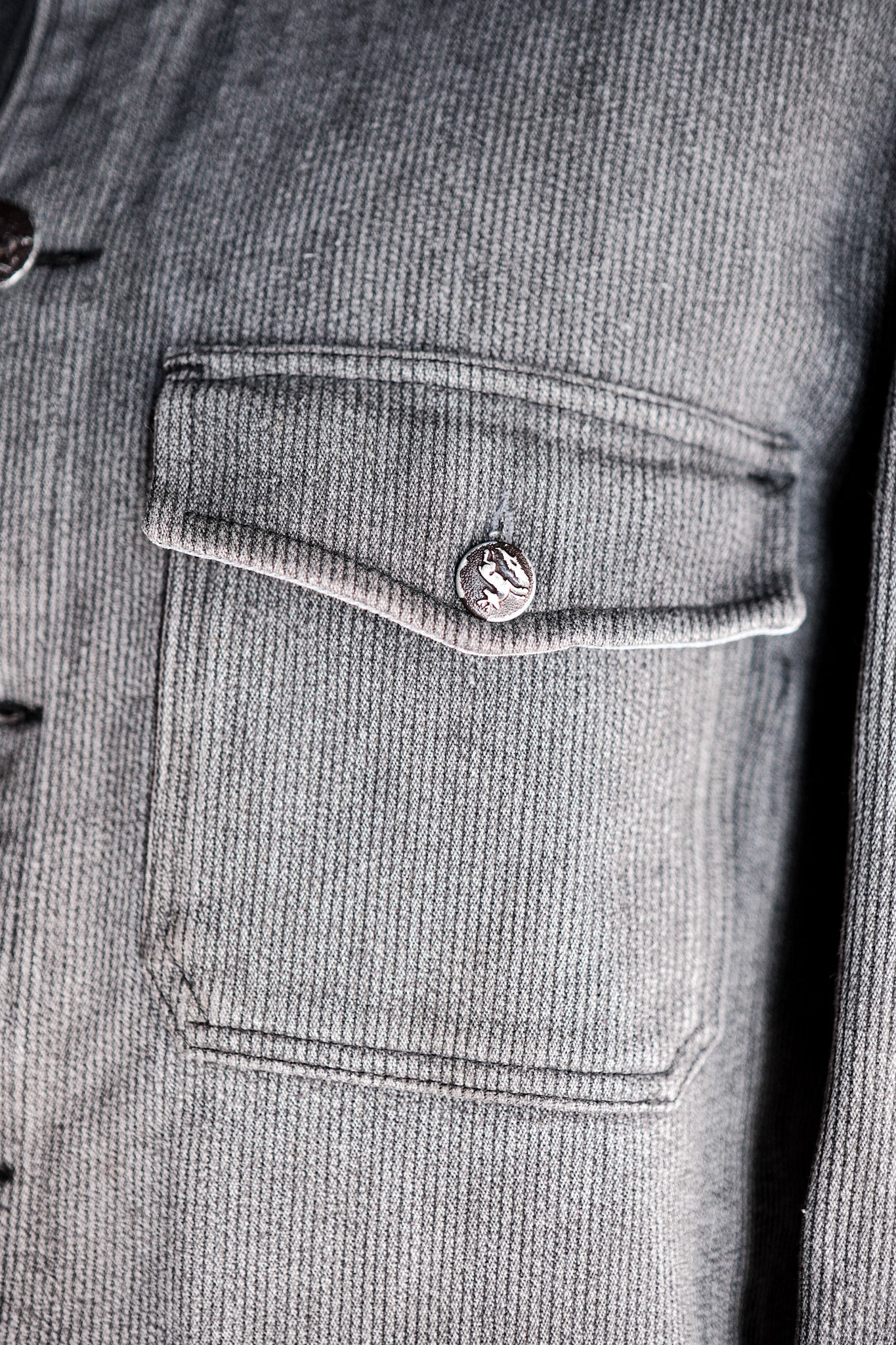 【~60's】French Vintage Gray Cotton Pique Hunting Jacket