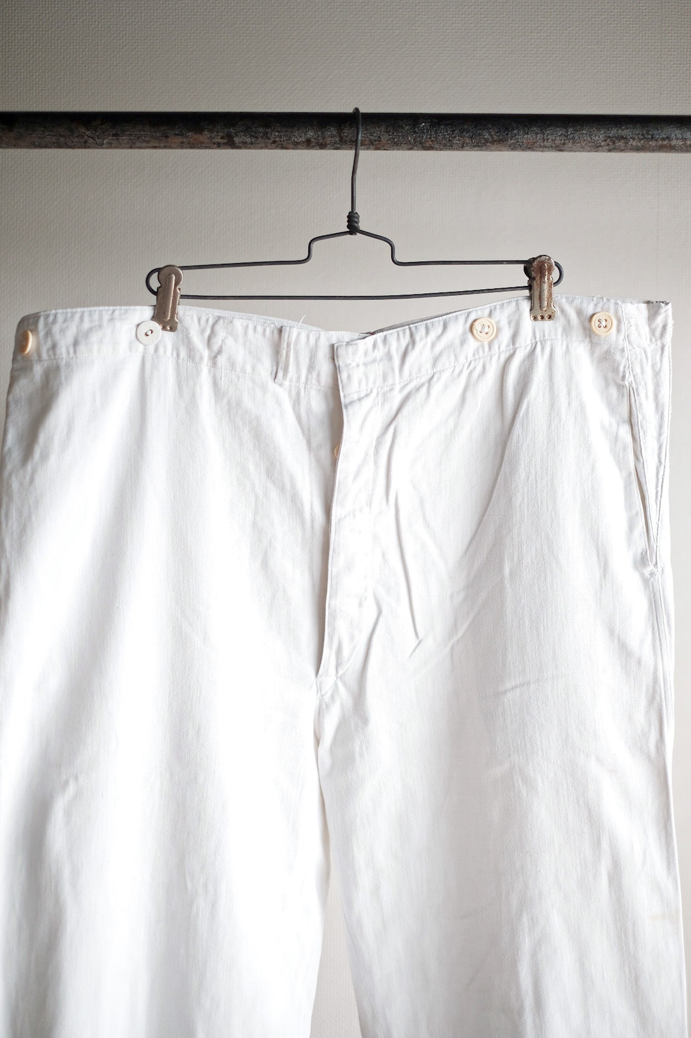 【~40's】German Vintage White Cotton Work Pants