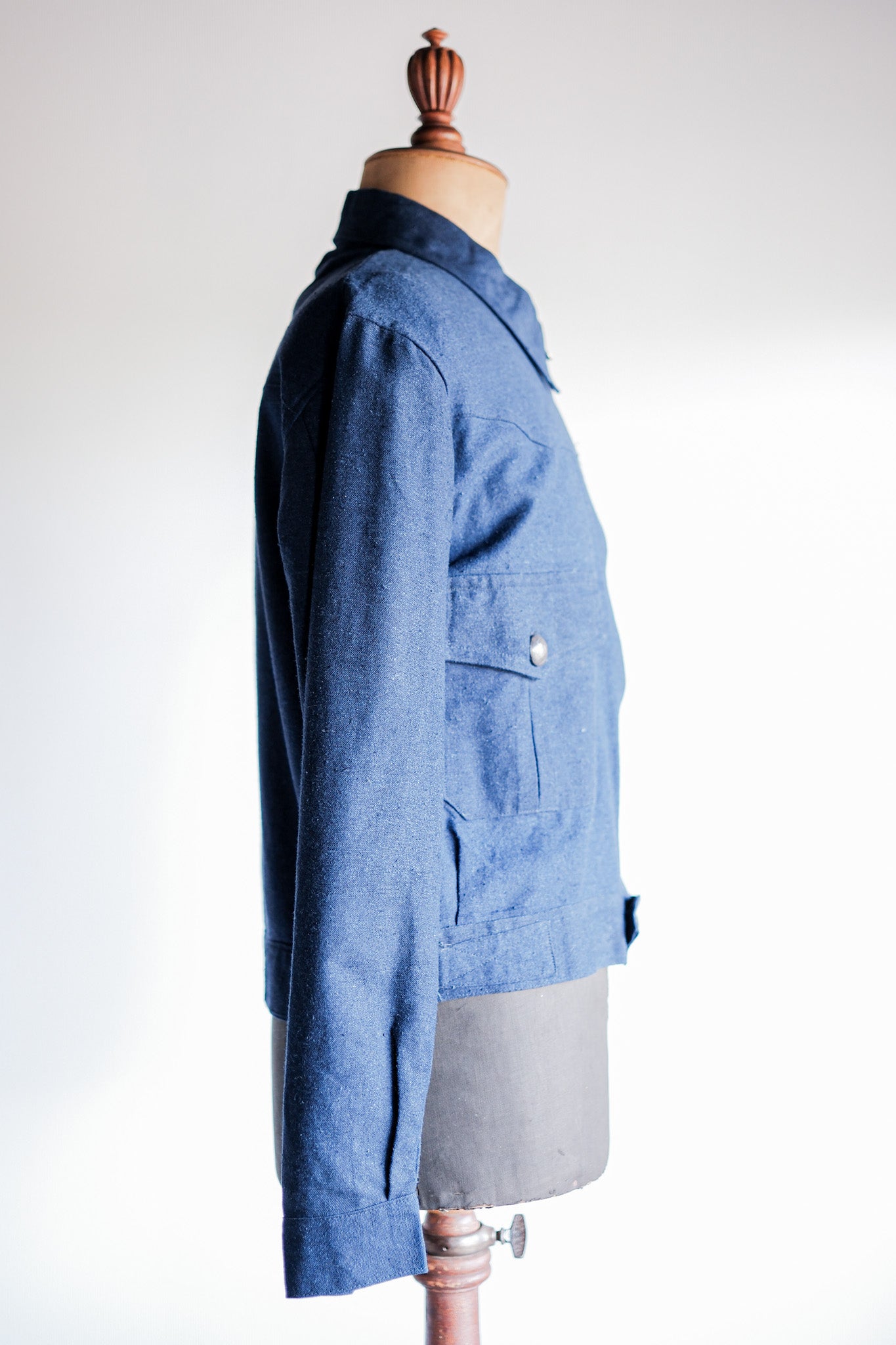 【~40’s】French Vintage Indigo Hemp Linen Cyclist Jacket