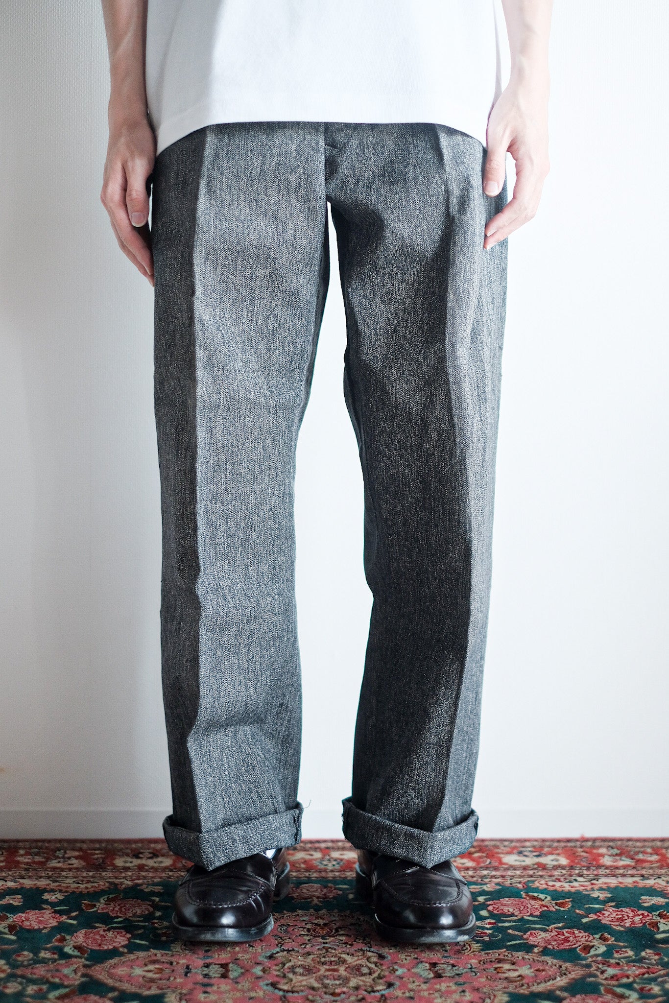 【~30's】French Vintage Black Chambray Work Pants "Dead Stock"