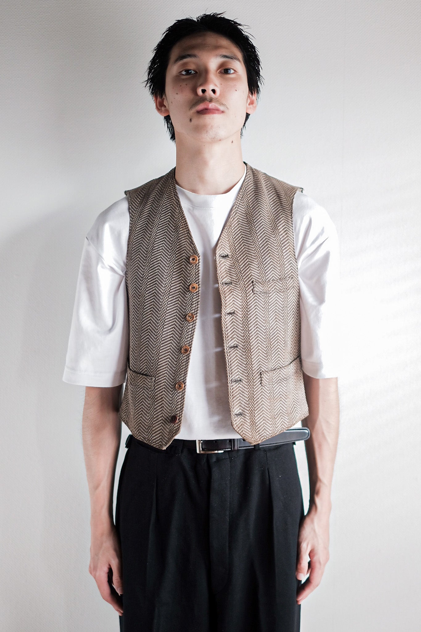 【~30's】French Vintage HBT Wool Work Gilet