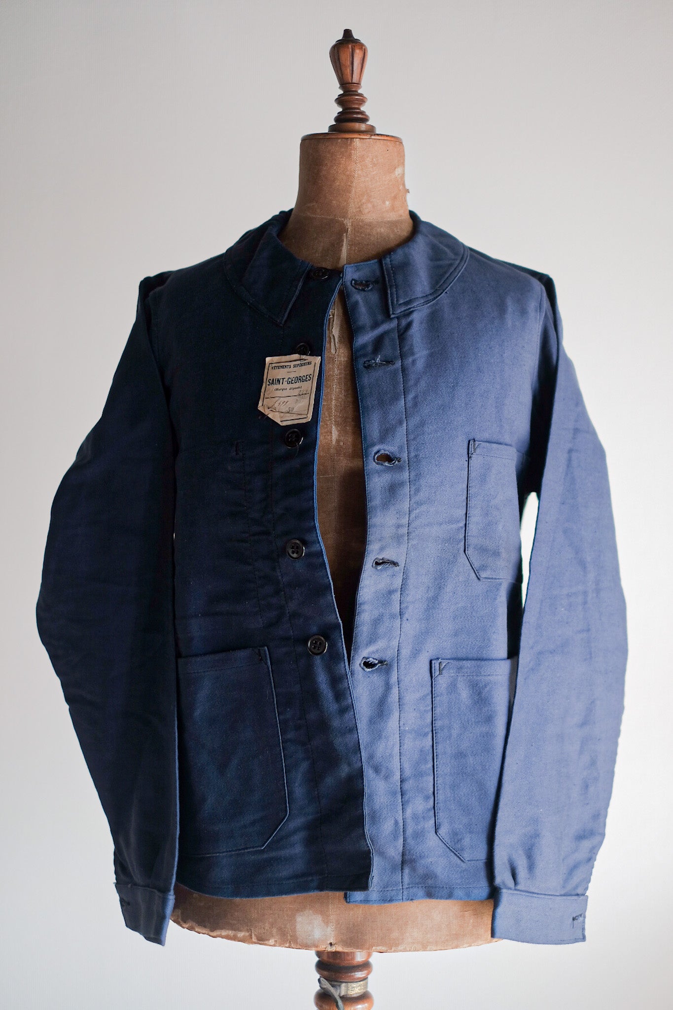 【~30's】French Vintage Blue Moleskin Work Jacket "Dead Stock"