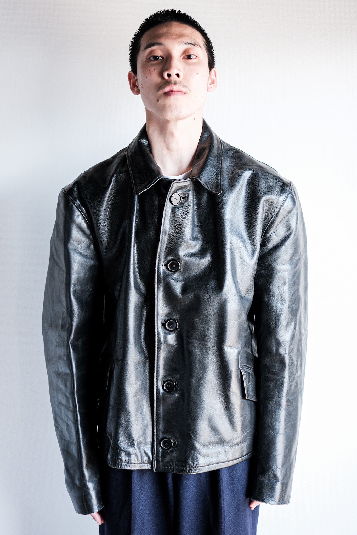 【~40's】French Vintage Horse Hide Leather Jacket