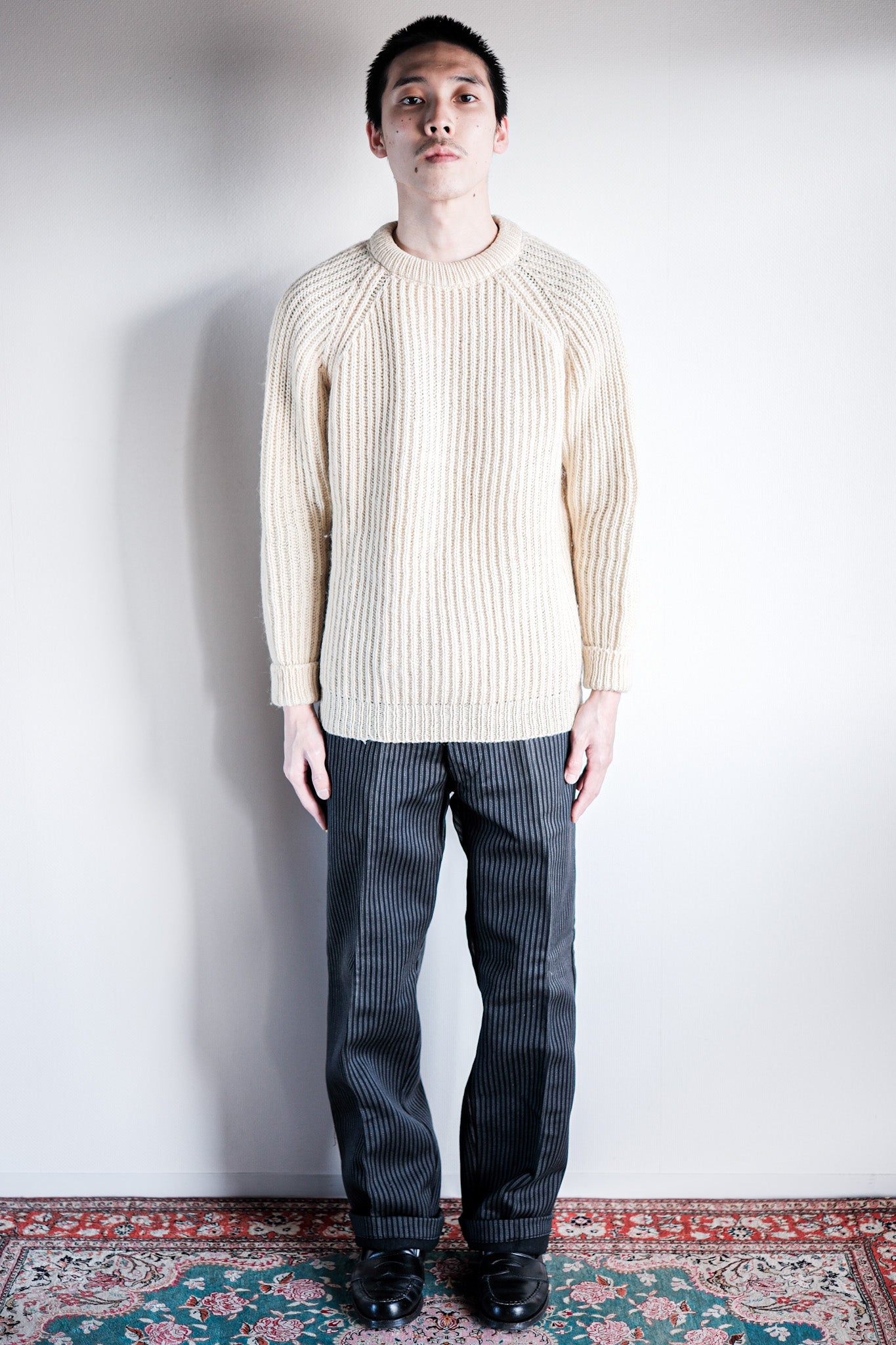 【~50's】French Vintage Cotton Striped Work Pants "Dead Stock"