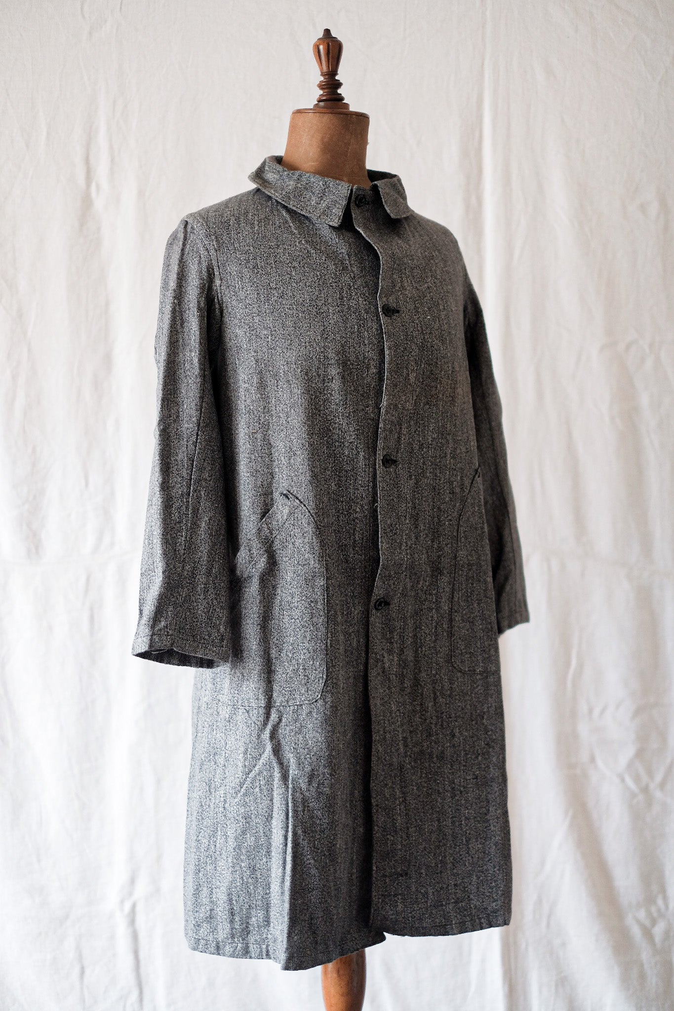 【~40's】French Vintage Black Chambray Work Coat