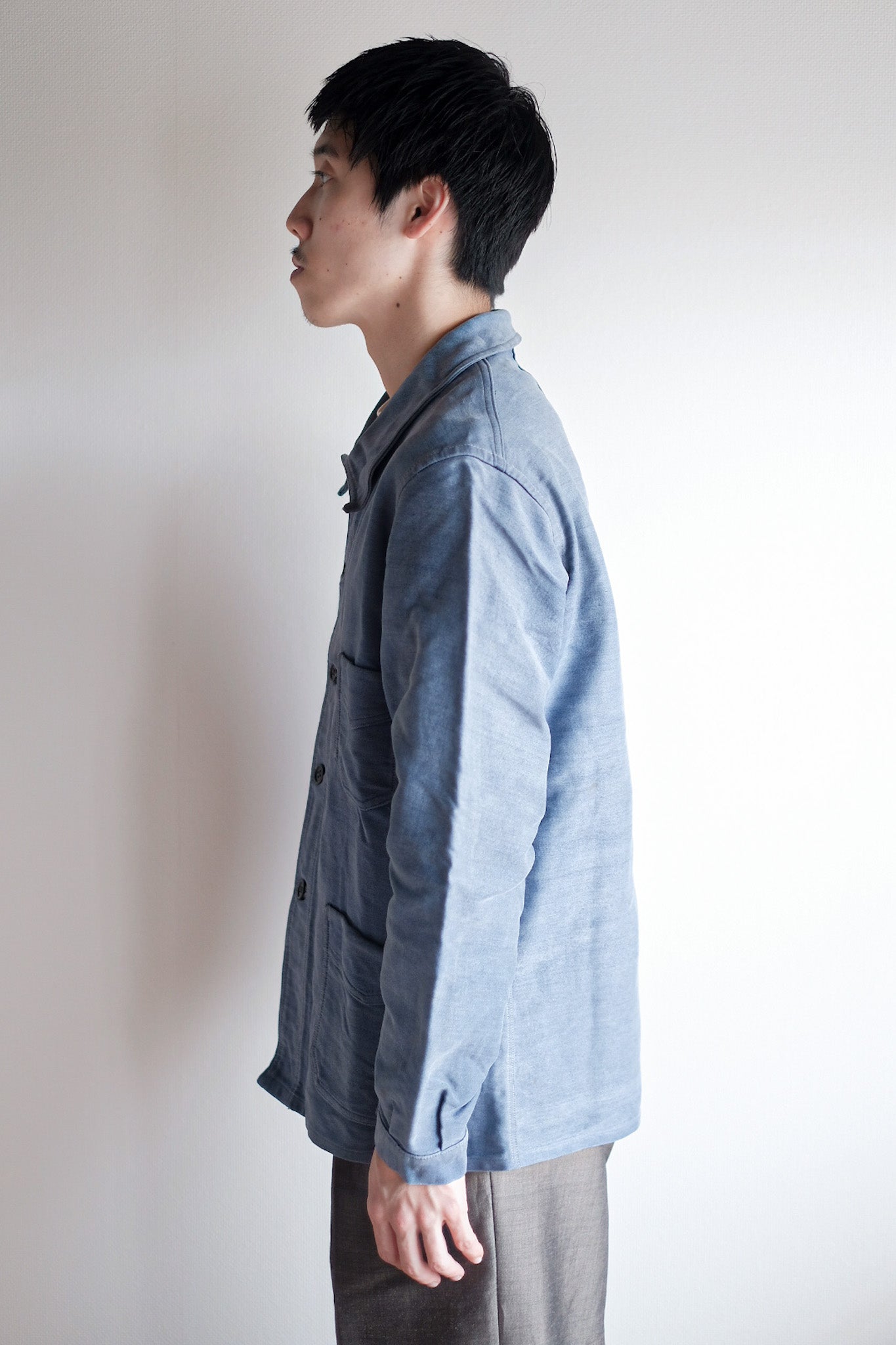 【~40's】French Vintage Blue Moleskin Work Jacket