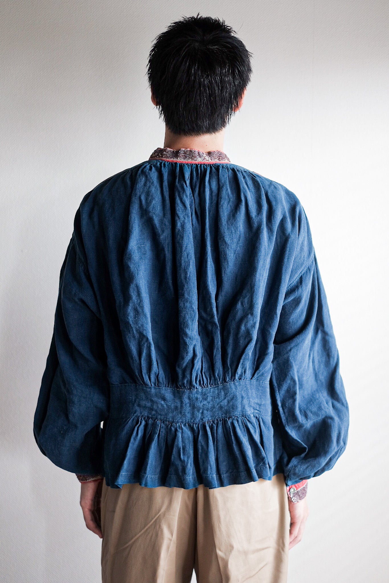 【Late 19th C】French Antique Indigo Linen Fireman Bourgeron Jacket
