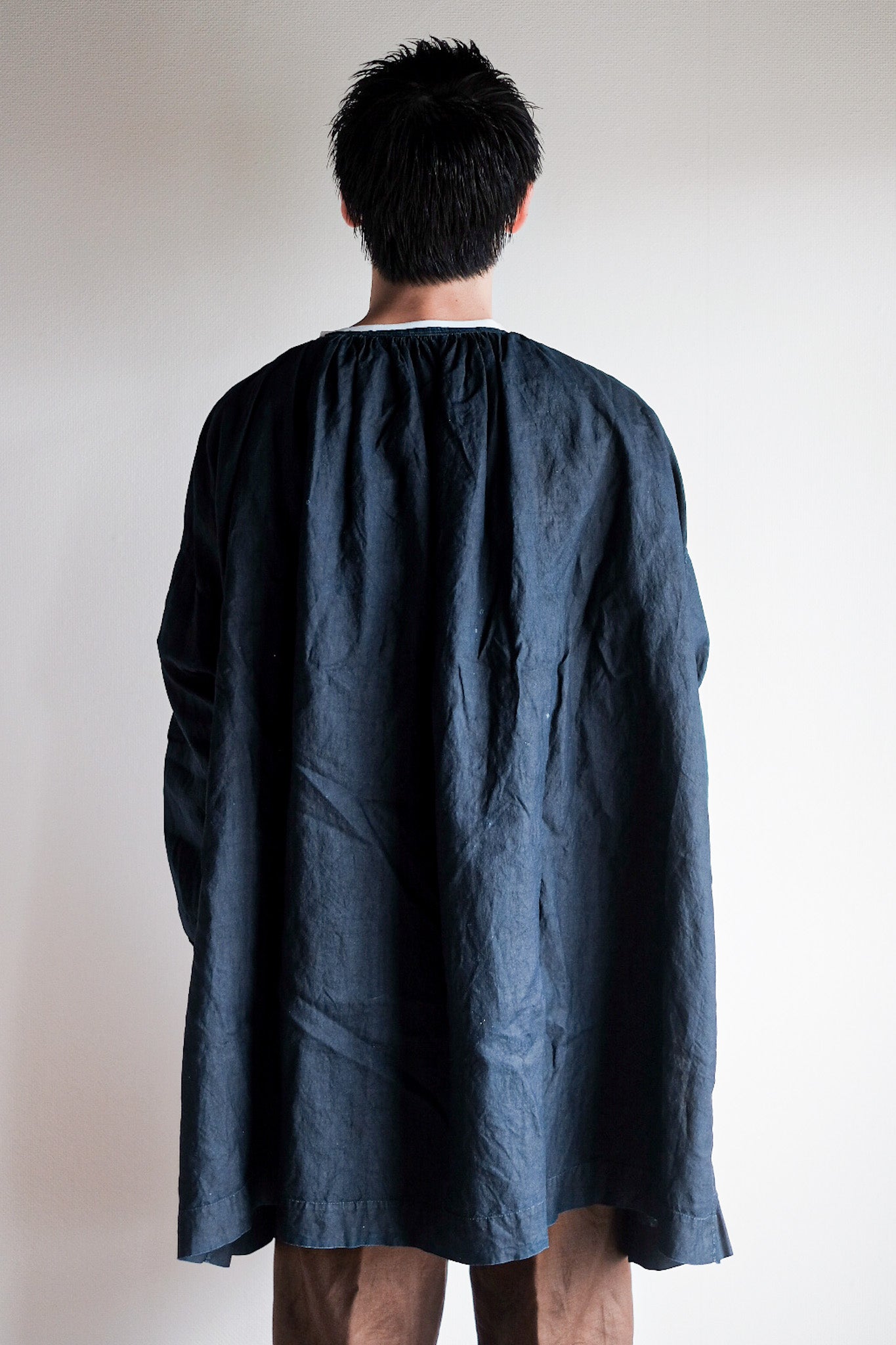 【Early 20th C】French Antique Indigo Linen Smock "Biaude"