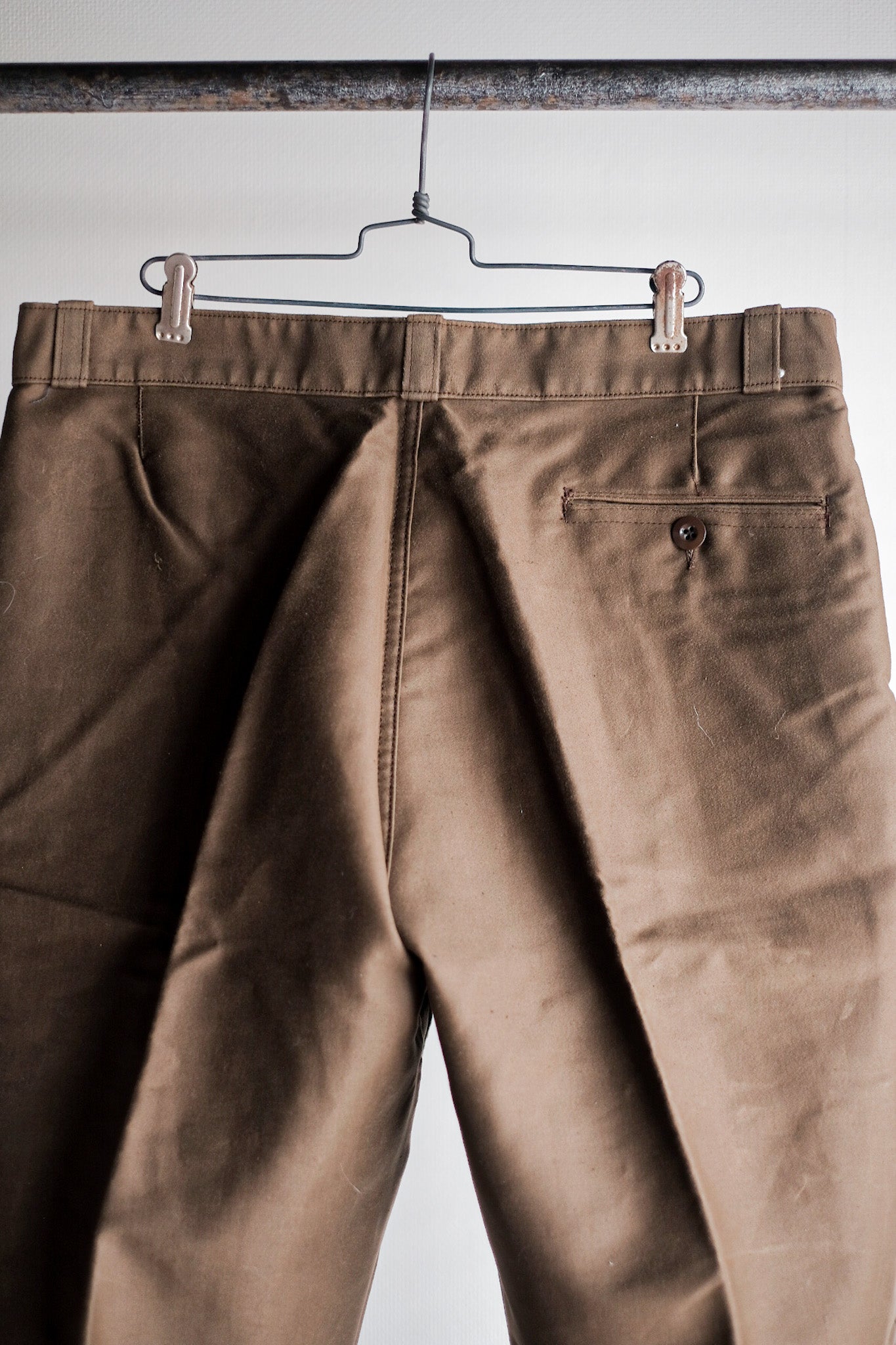 【~50's】French Vintage Brown Moleskin Work Pants "Dead Stock"