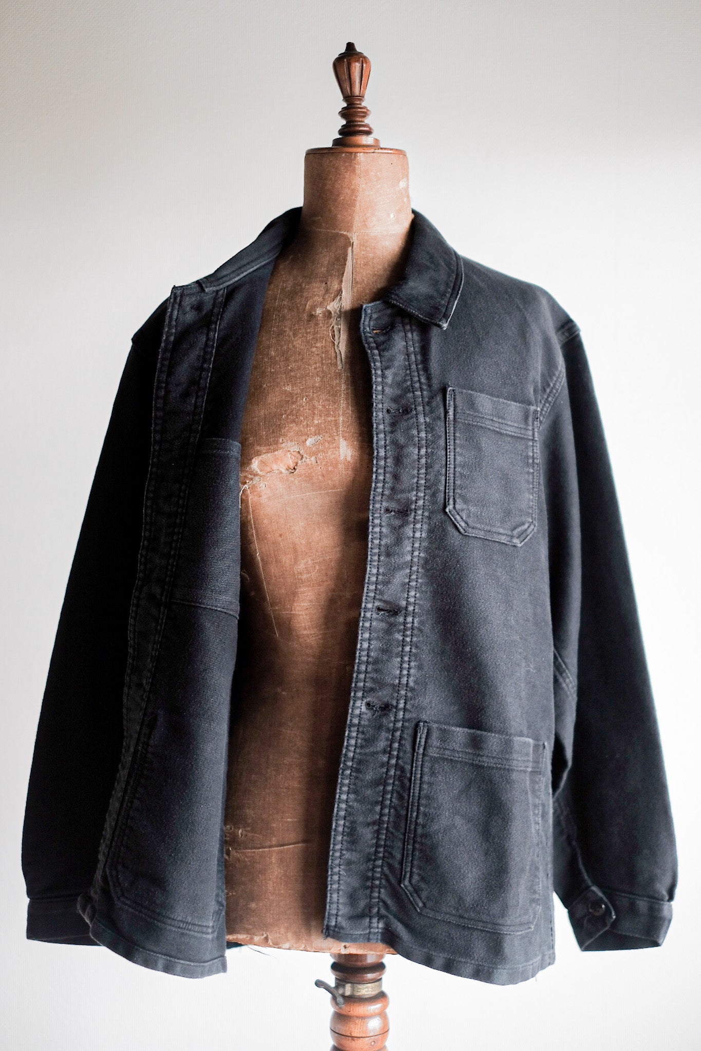 【~50's】French Vintage Black Moleskin Work Jacket