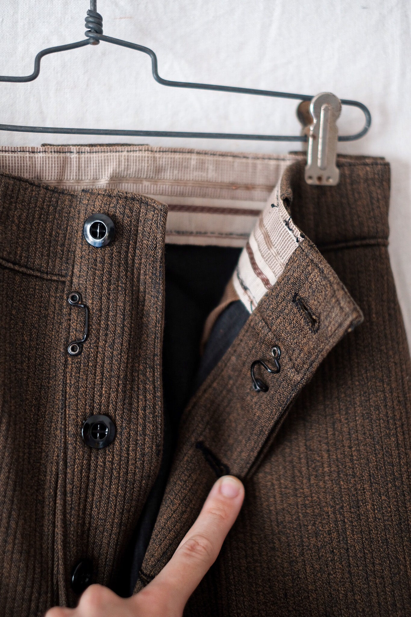 【~50's】French Vintage Brown Cotton Pique Work Pants "Dead Stock"