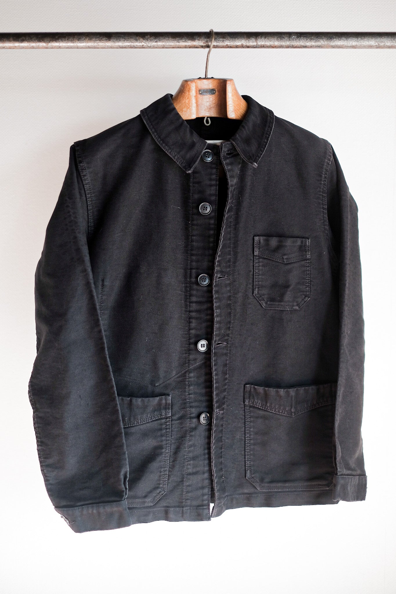 【~50's】French Vintage Black Moleskin Work Jacket