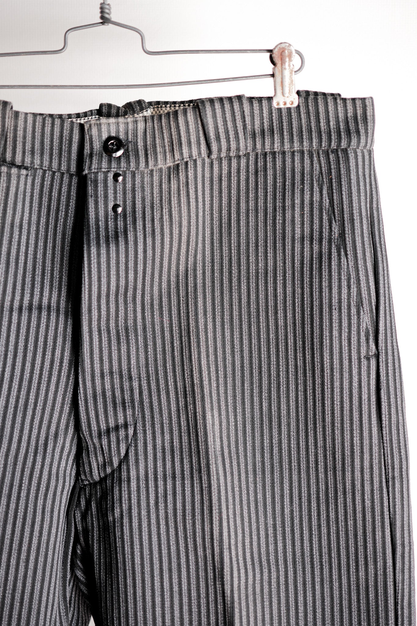 【~50's】French Vintage Cotton Striped Work Pants "Dead Stock"