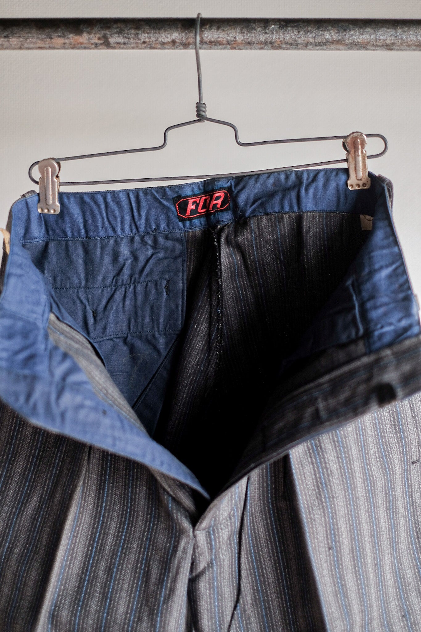 【~40's】French Vintage Cotton Striped Work Pants "Dead Stock"