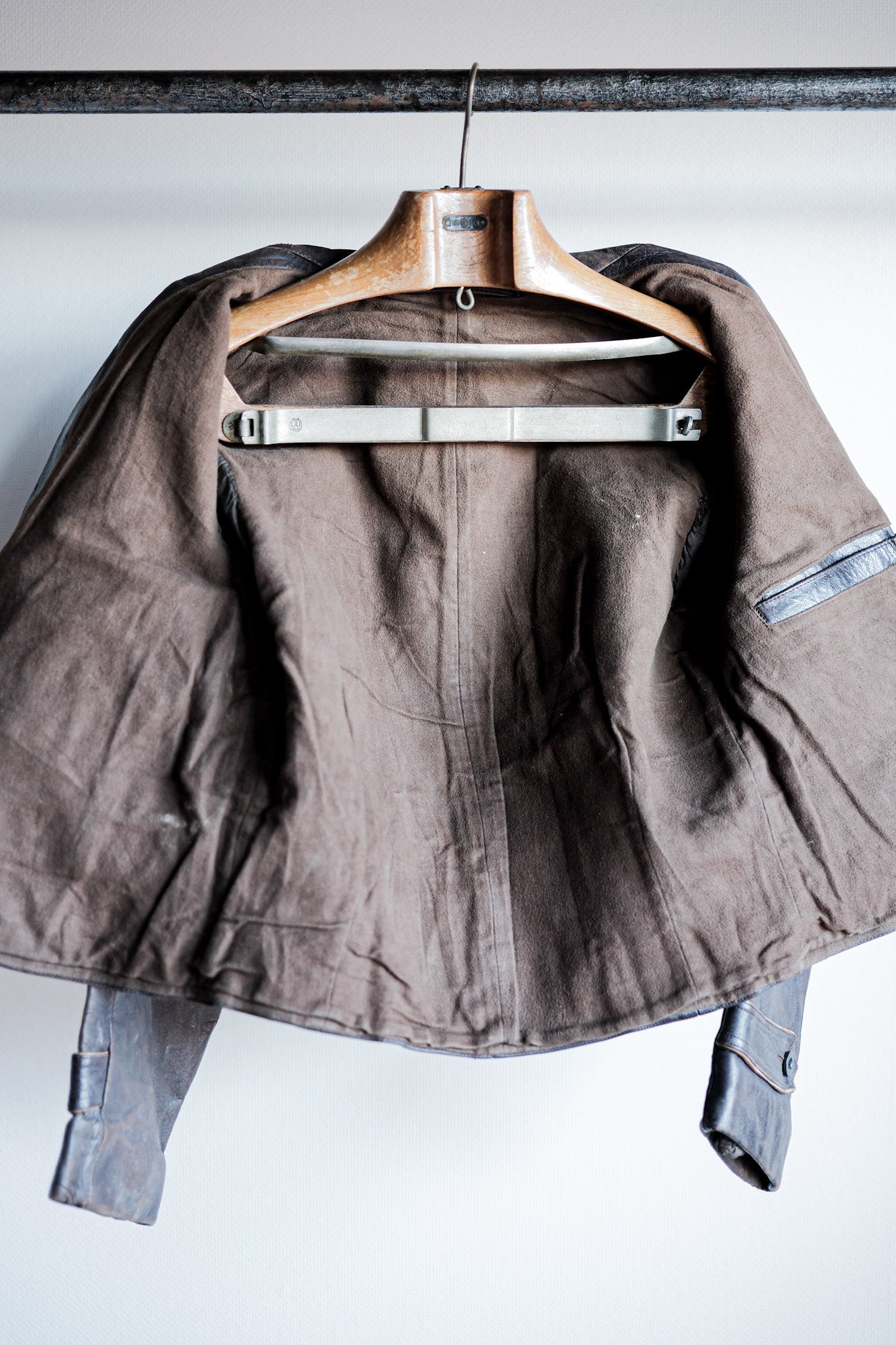 【~40's】German Vintage Double Breasted Motorcycle Leather Jacket