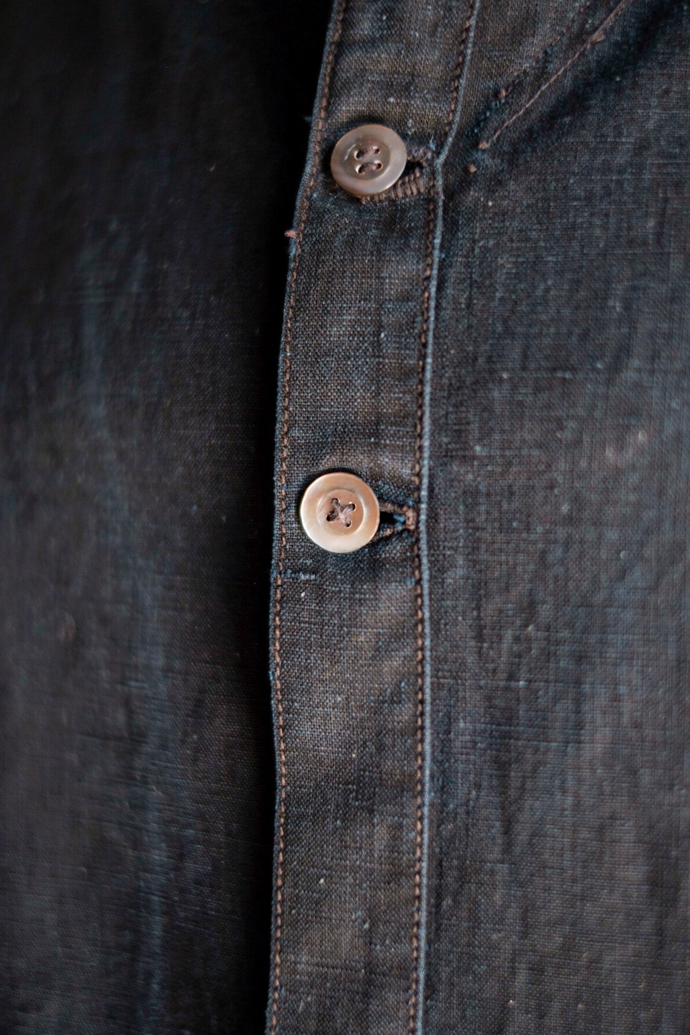 【Early 20th C】French Antique Indigo Metis Smock Open Type "Biaude"