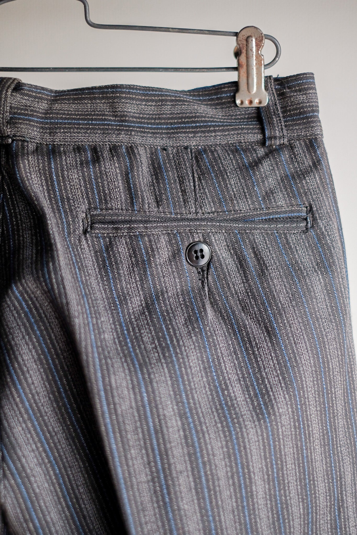 【~40's】French Vintage Cotton Striped Work Pants "Dead Stock"