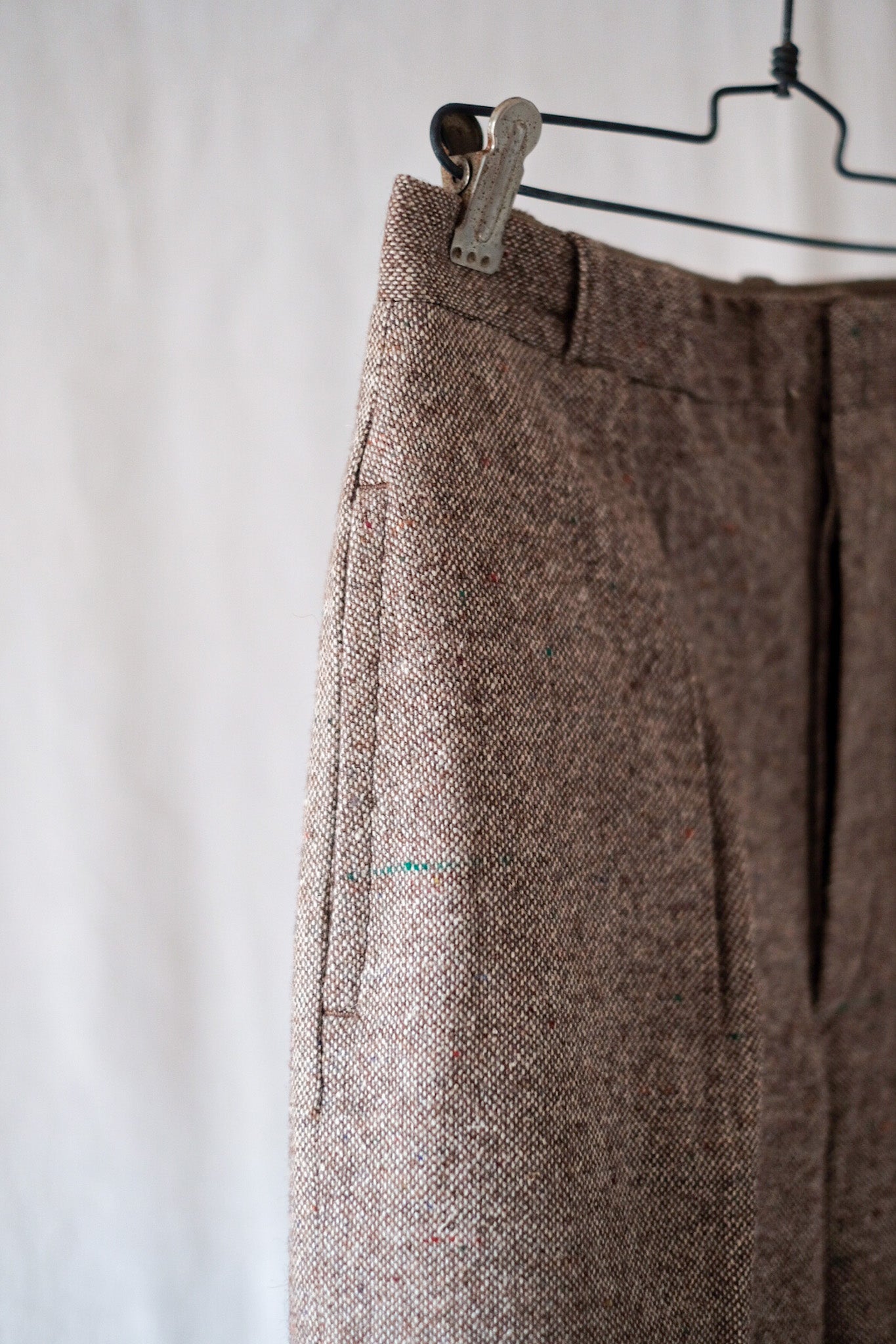 【~40's】French Vintage Brown Mix Wool Trousers "Dead Stock"