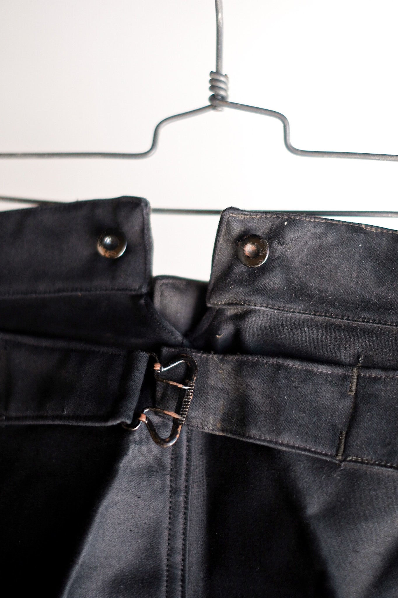 【~40's】French Vintage Black Moleskin Work Pants "Adolphe Lafont" "Dead Stock"